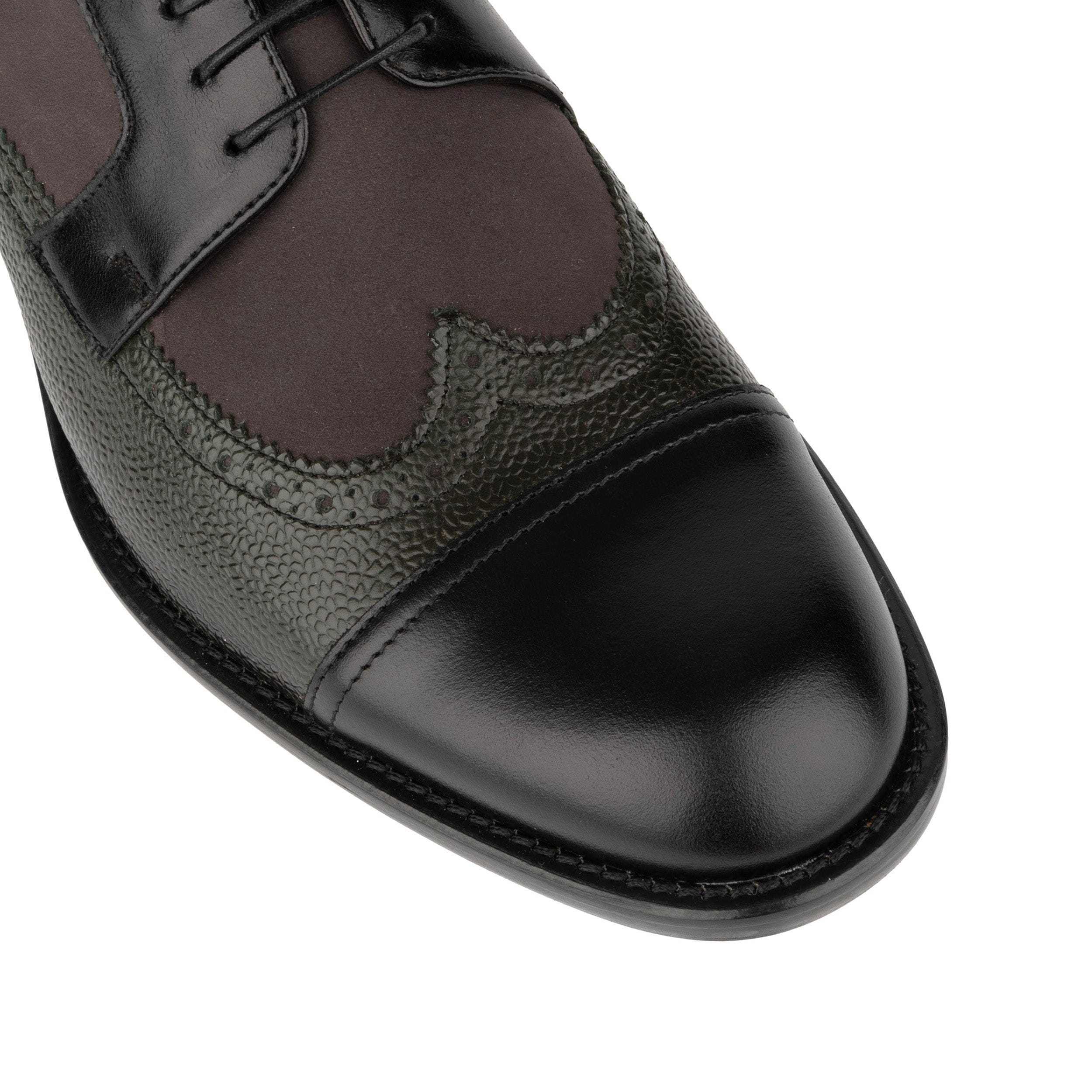 Orlando - Grey, Black & Green - Men's Leather & Suede Oxford