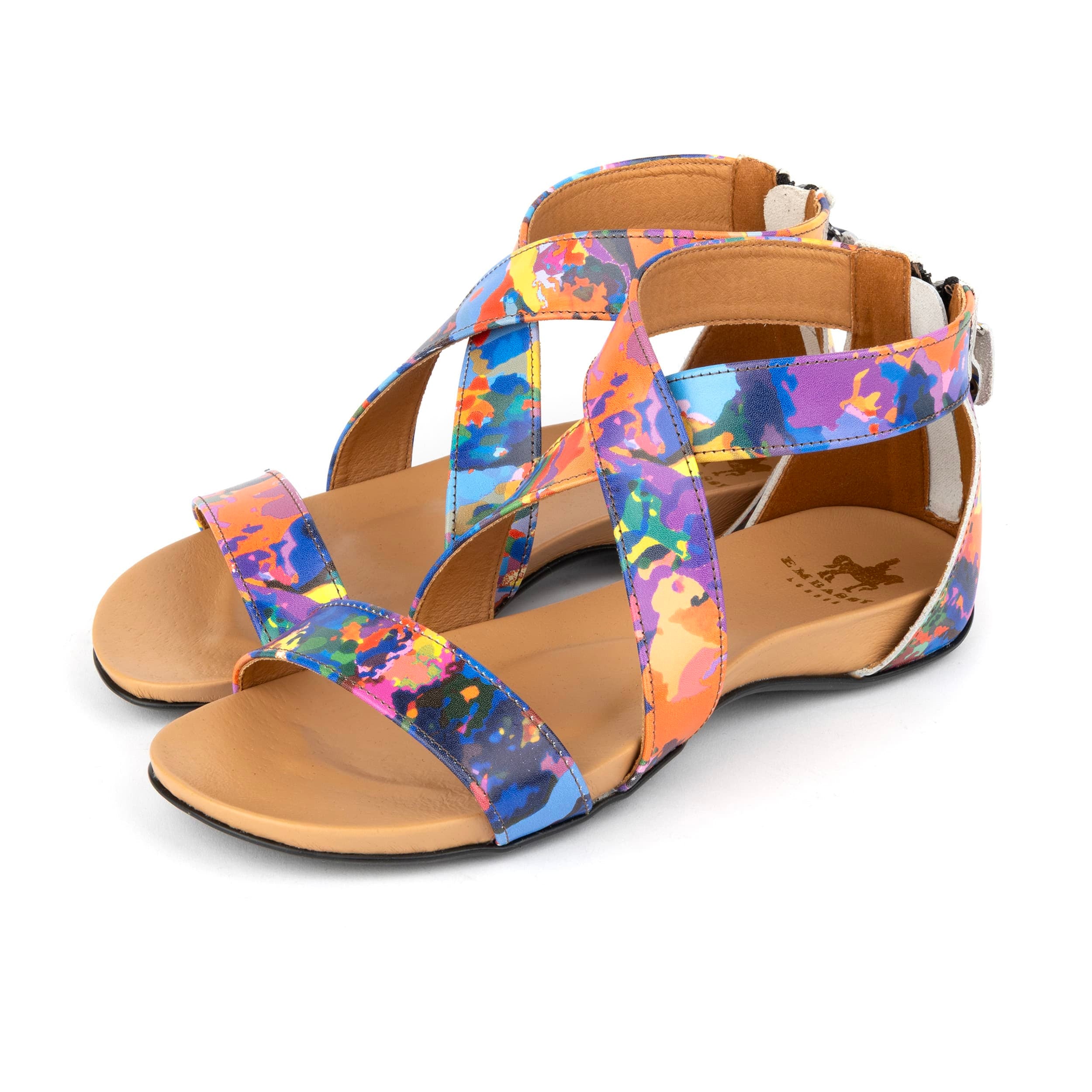 Isabella - Summer Colours - Women's cross strap sandal with covered heel