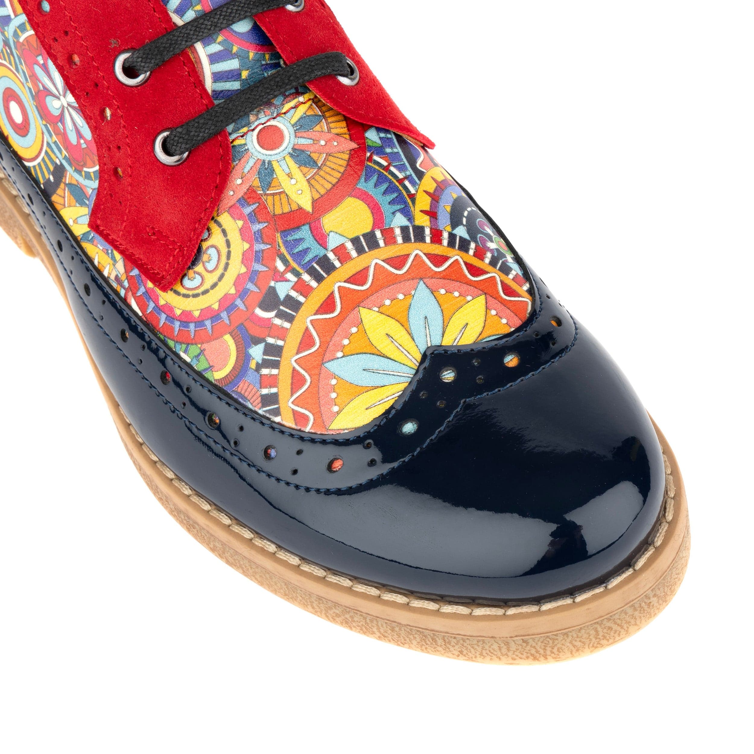 Hatter - Red Navy - Women's leather ankle boot with laces and zip