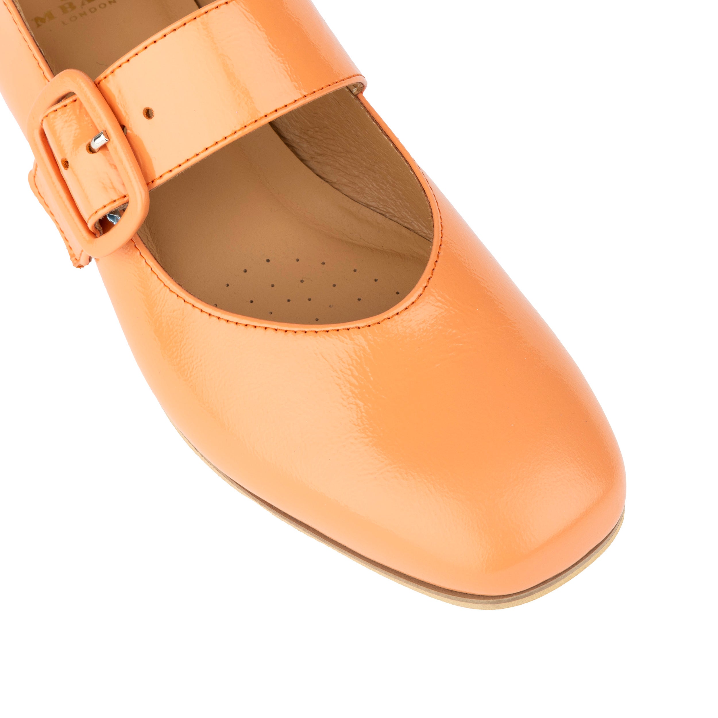Bliss - Coral & Rose - Women's block heel square toe patent leather Mary-Jane