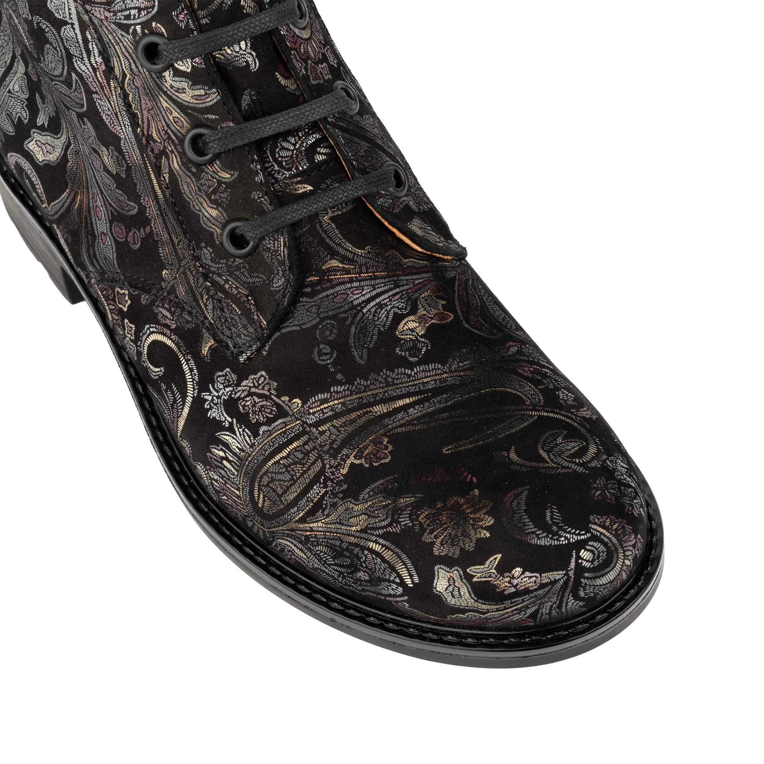 Laviva High - Black & Gold & Burgundy - Women's leather wide-fit high ankle boot