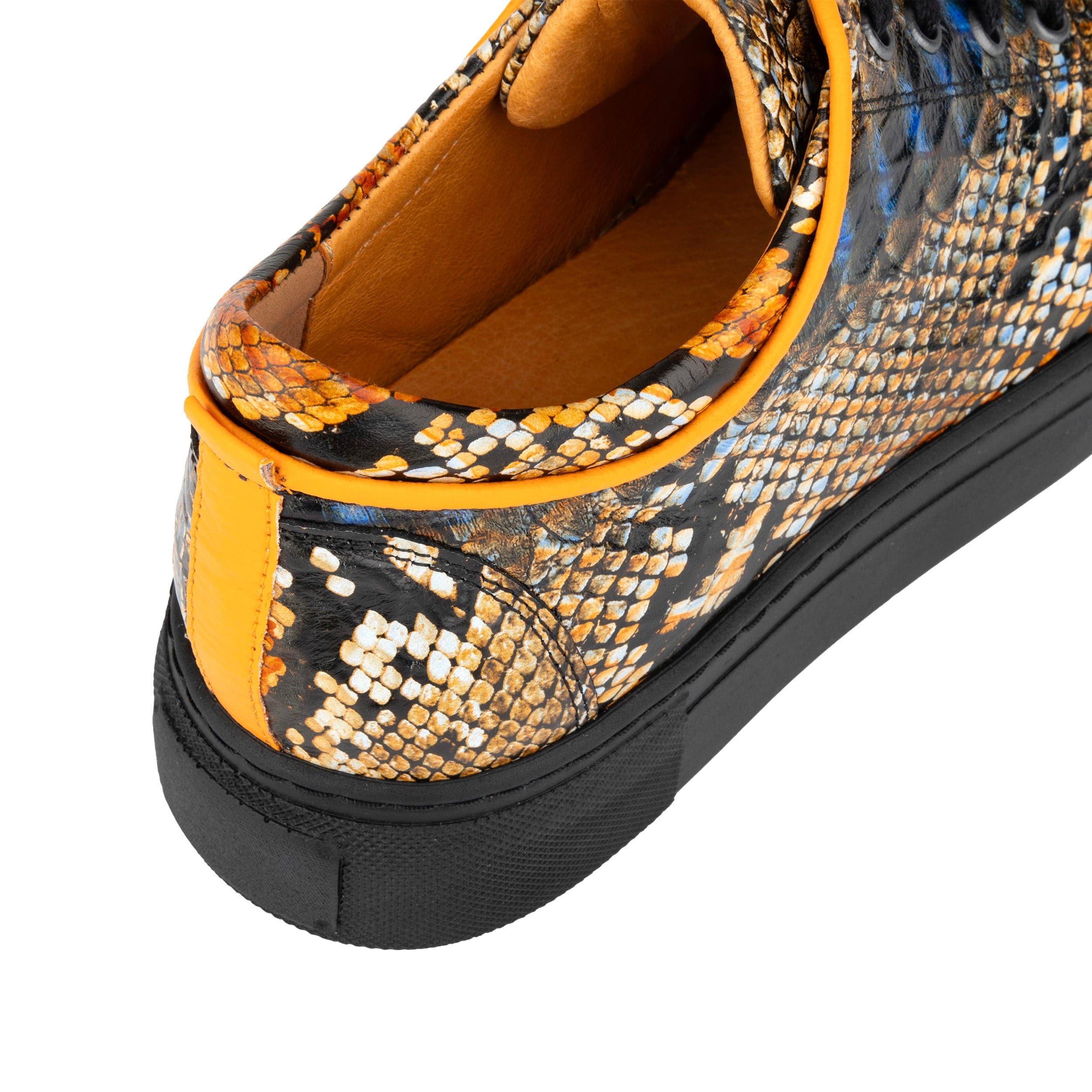 Camila - Black & Orange Snake - Women’s Chunky Leather Platform Trainer