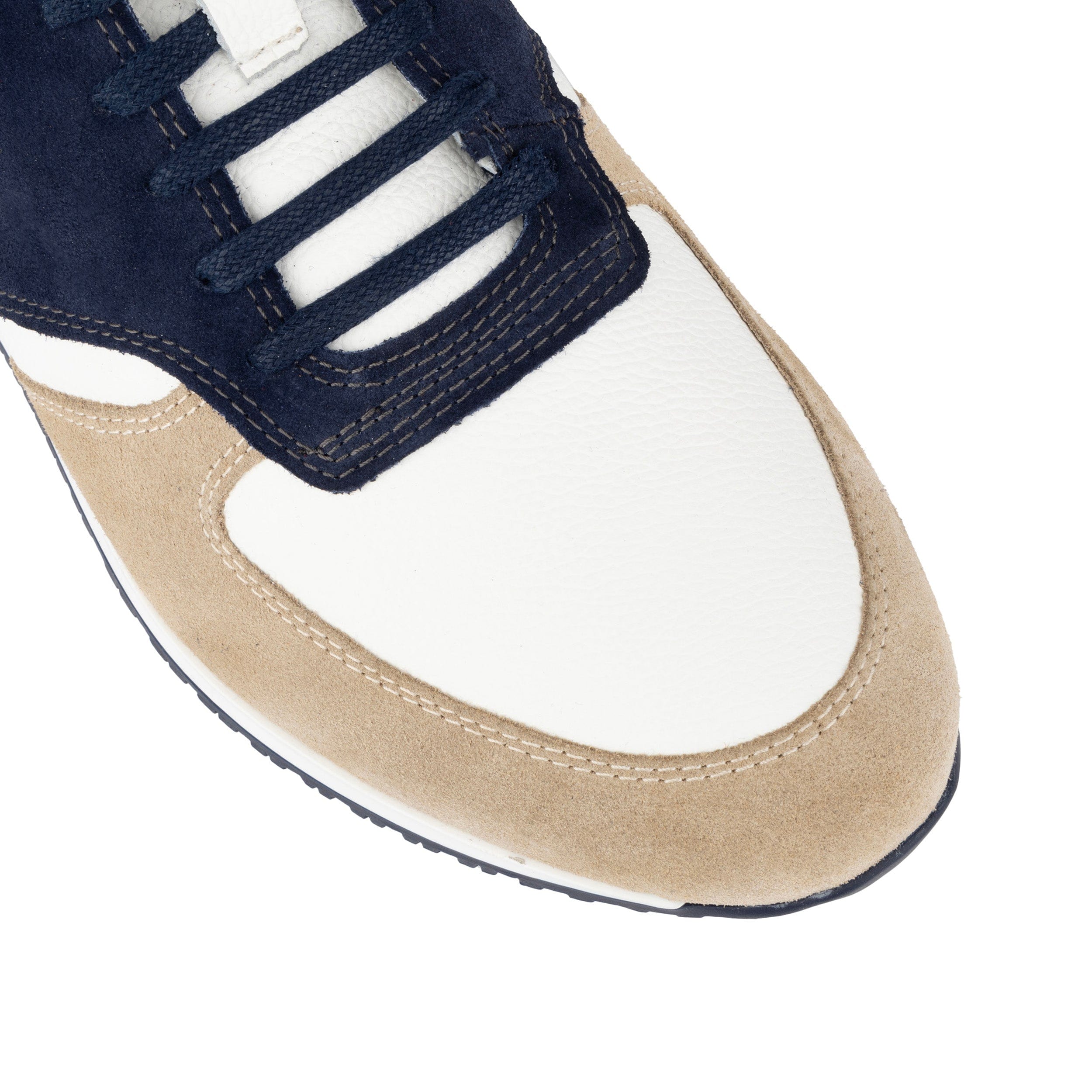 San Francisco - Navy & White & Cream - Men's lace-up leather & suede trainer