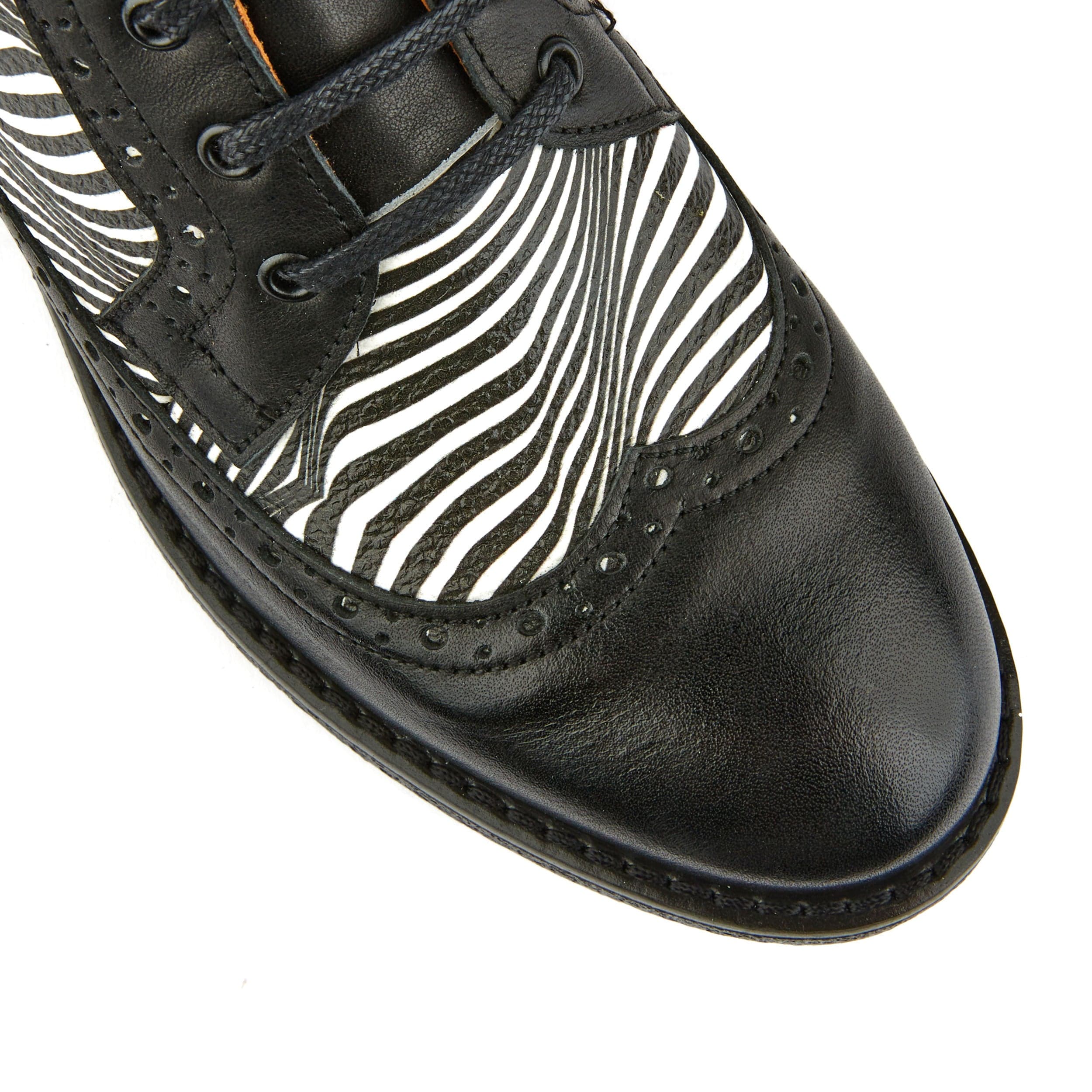 Hatter - Optical Zebra - Women's Italian leather higher ankle boot with rubber sole