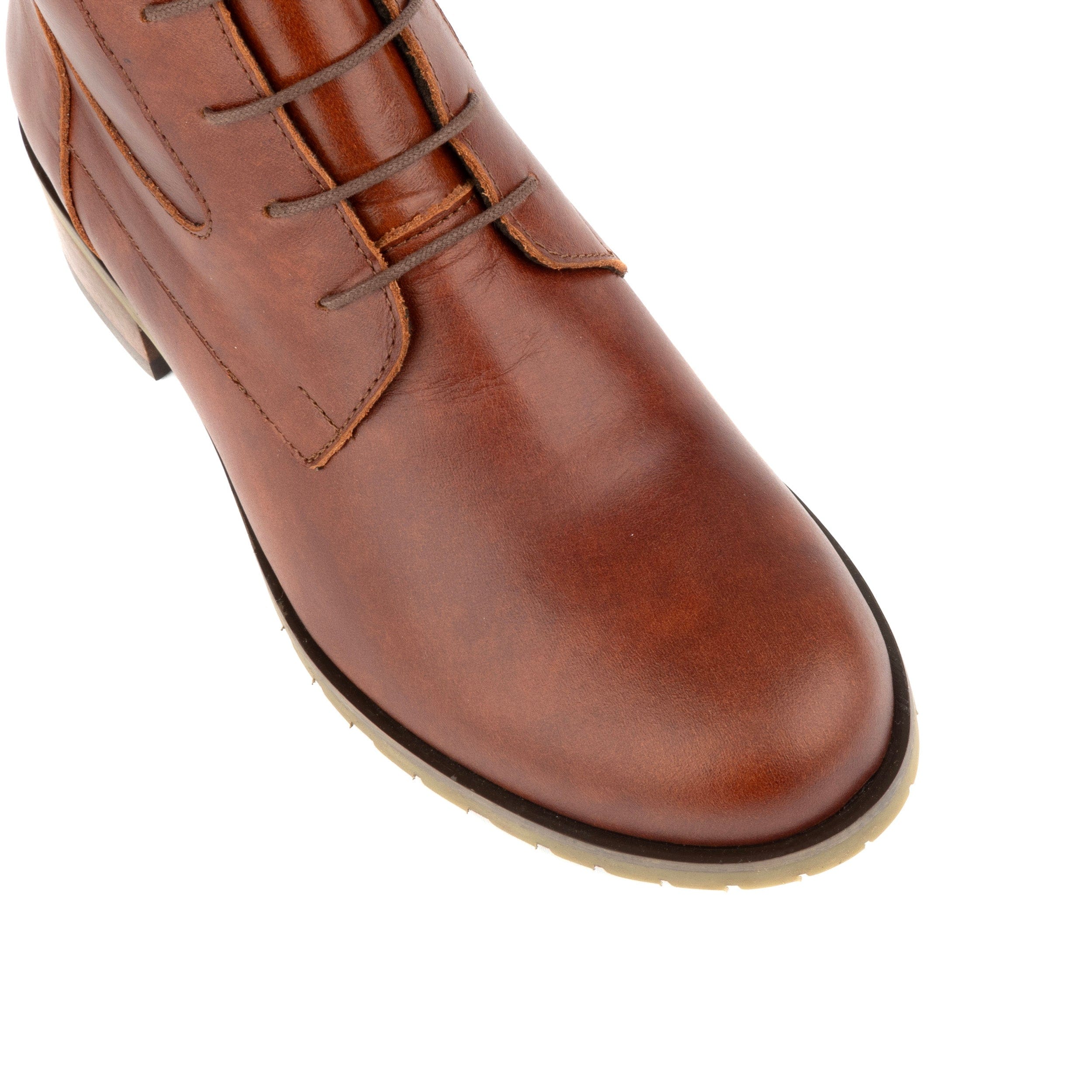 Dinah Wool - Brown - Women's leather lace-up and zip-up round toe combat boot