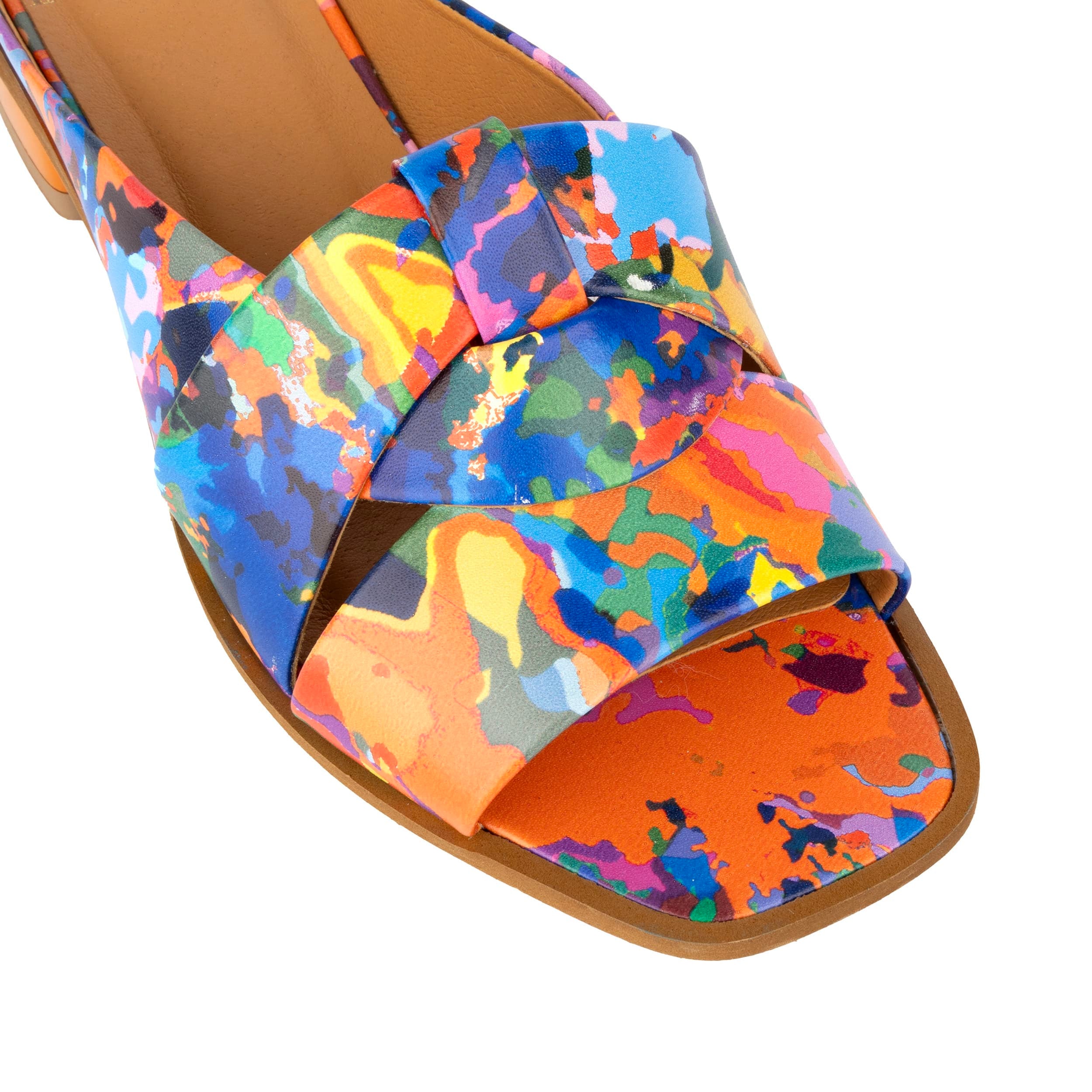 Muse - Summer Colours - Women's Leather Interwoven Slide Sandals
