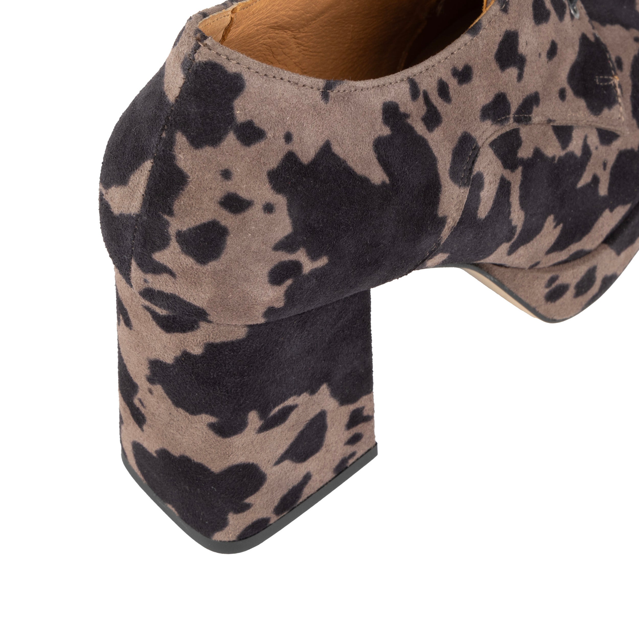 Roulette Platform - Brown Cow - Women's leather oxford pump with platform and block heel