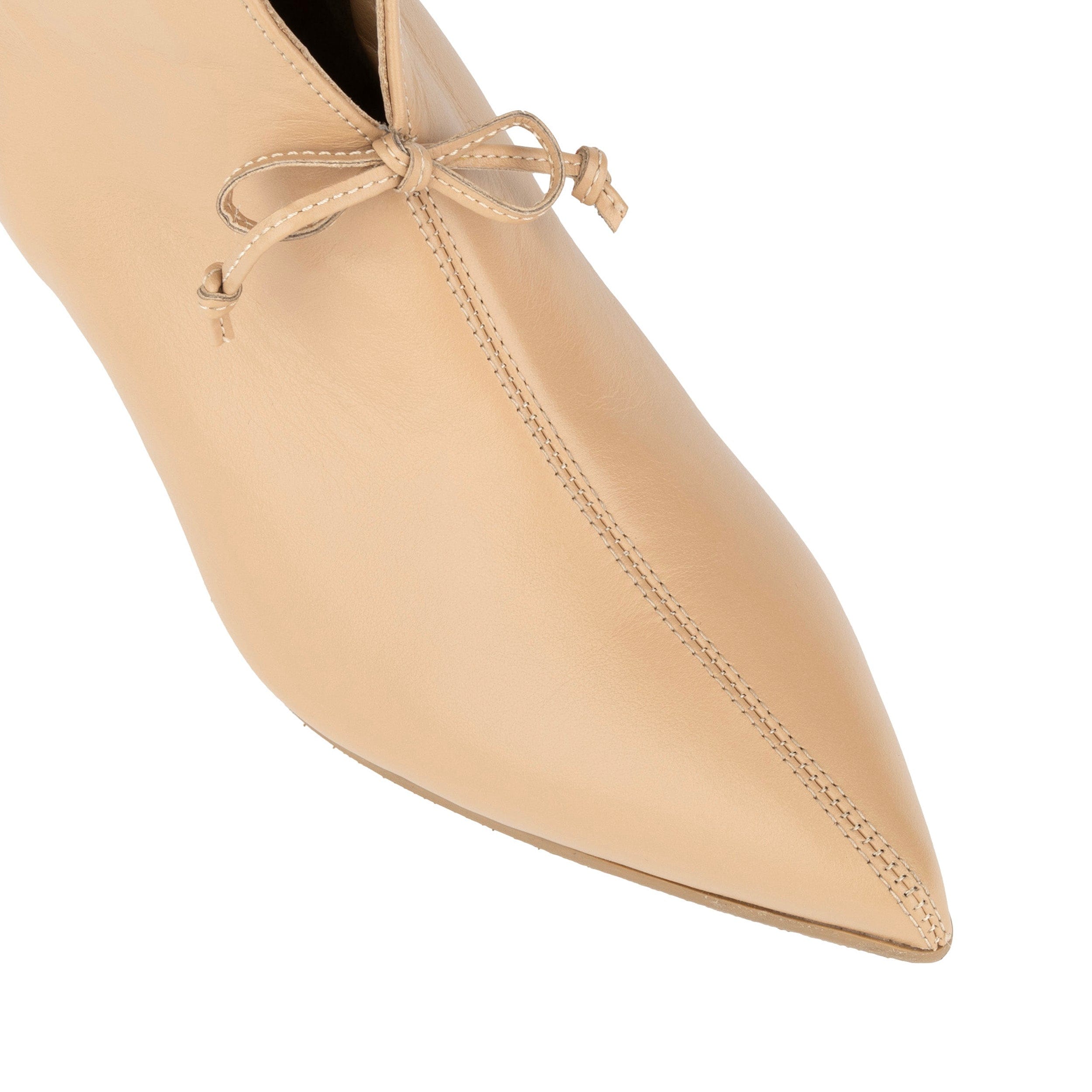 Regent - Cream - Women's Leather Ankle Boot with kitten heel