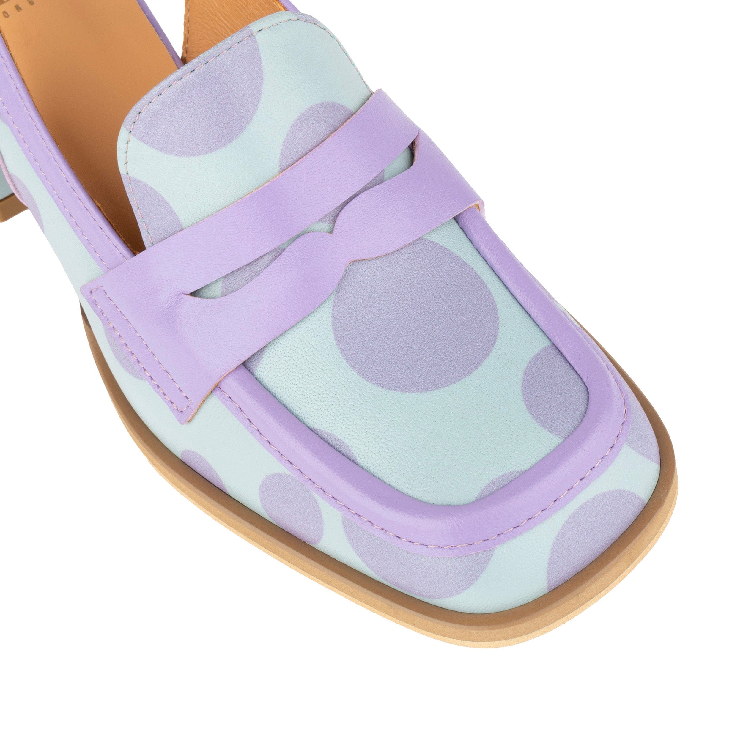Diana - Pastel Polka Dot - Women's block heel slingback leather pump