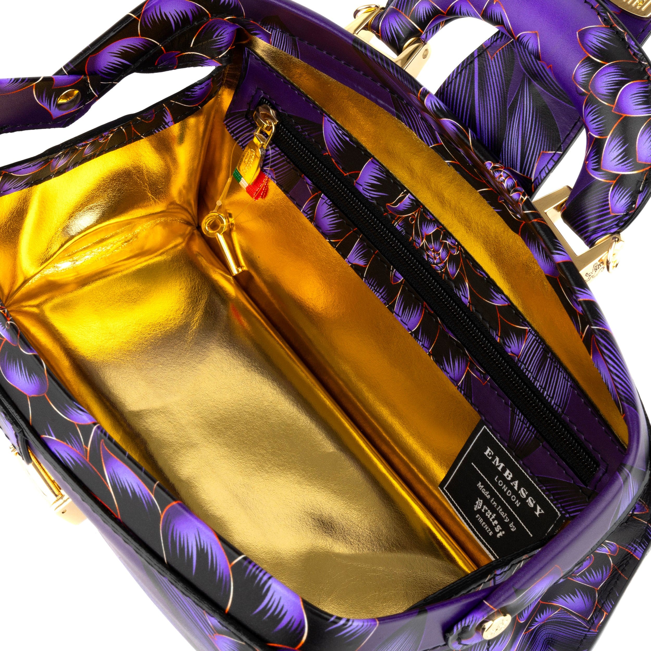 Gazelle - Black & Purple - Women’s leather top handle & crossbody bag