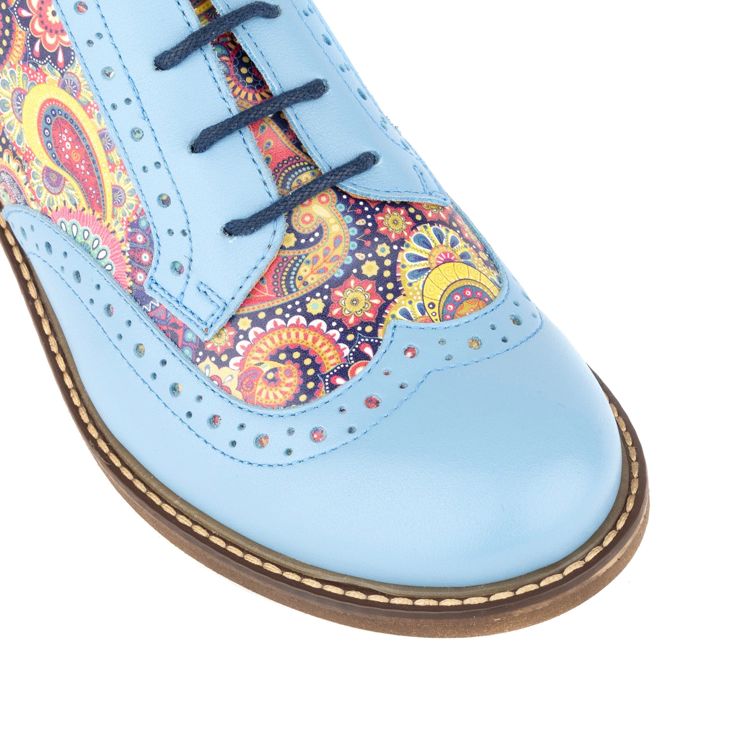 DreamFiters - Light Blue - Women's round toe leather derby shoe on durable sole
