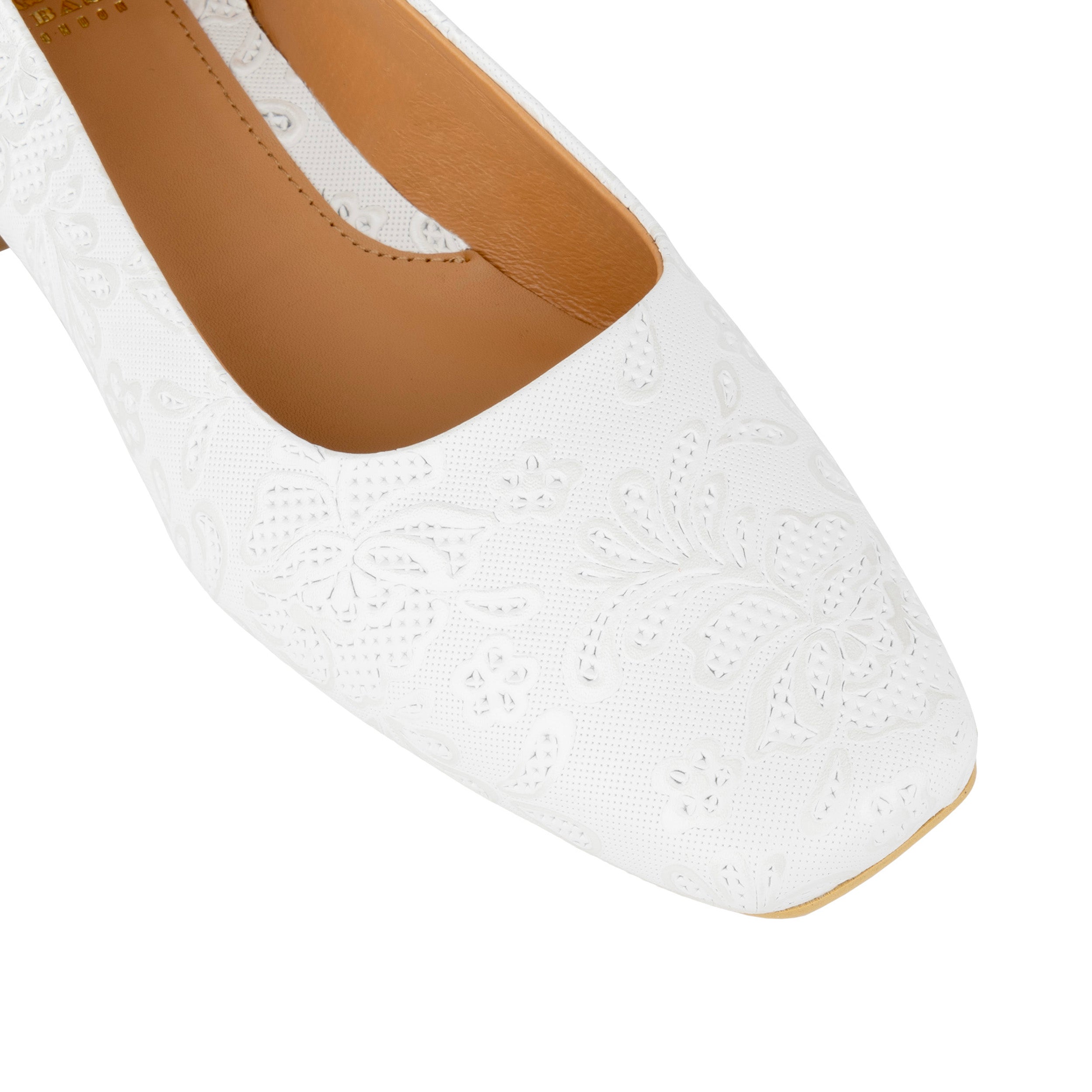 Ballerina - Wedding White - Women's low heel leather ballet flat