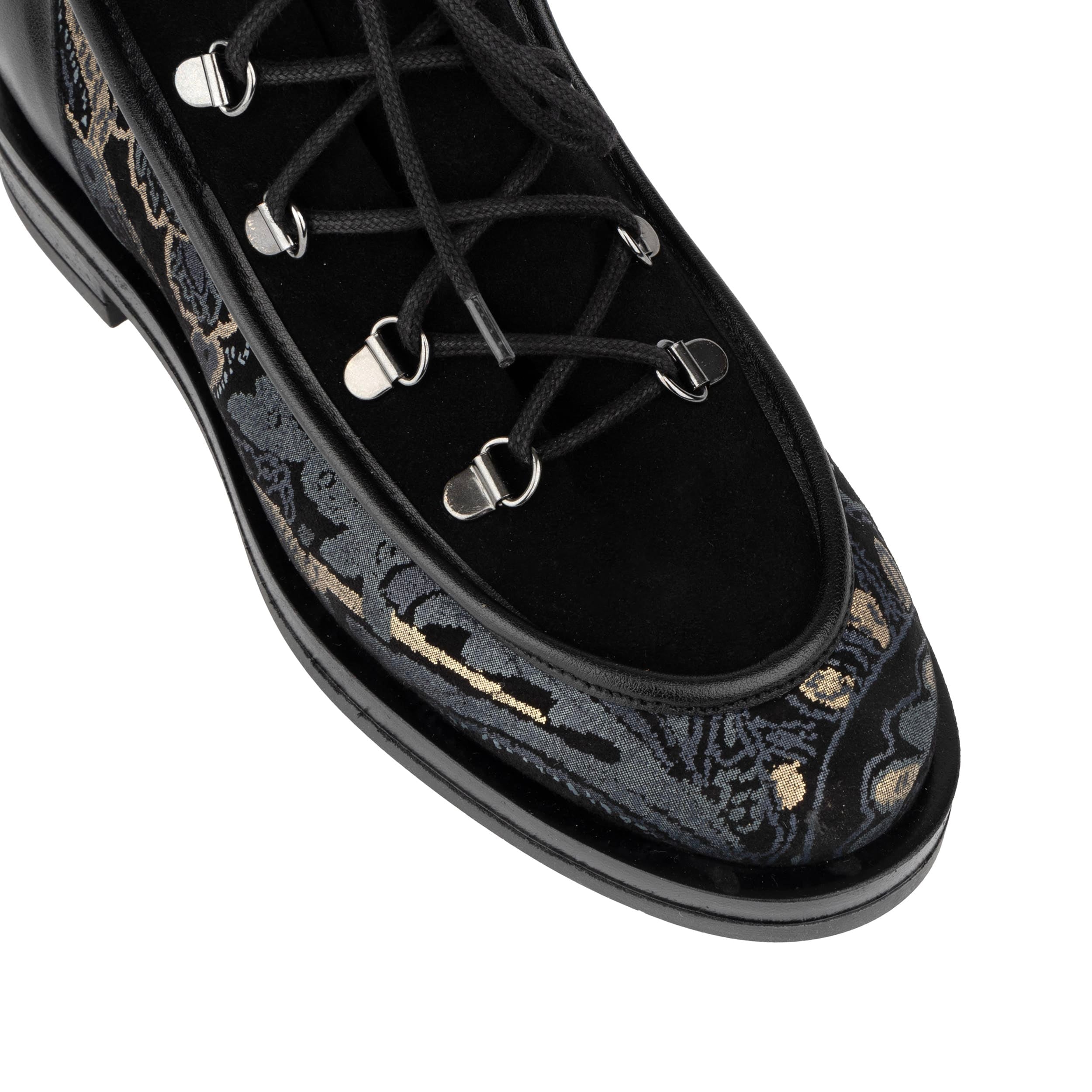 Hedera - Black & Grey & Gold - Women's Suede Alpine Boot