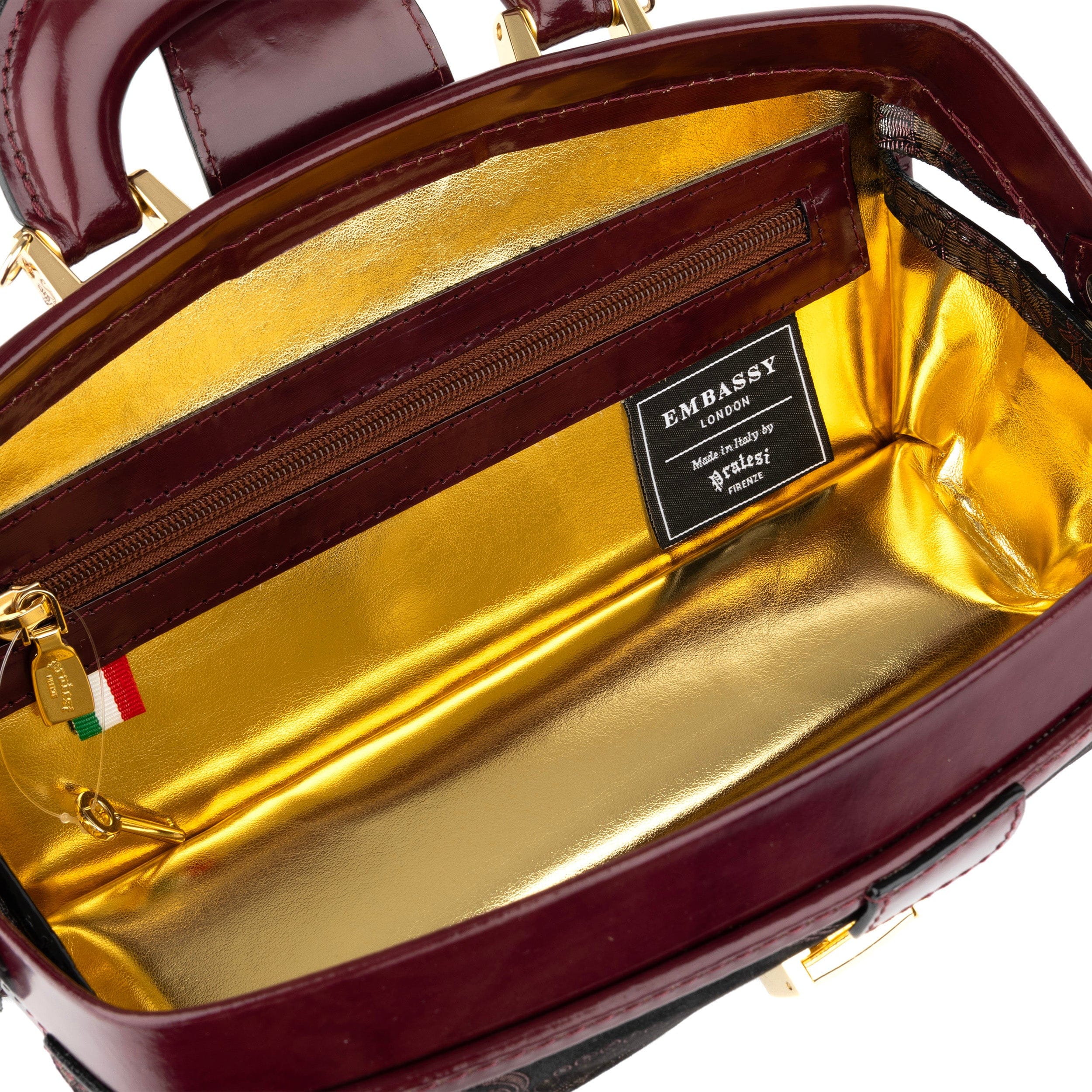 Gazelle - Floral & Burgundy - Women’s patent leather top handle & crossbody bag