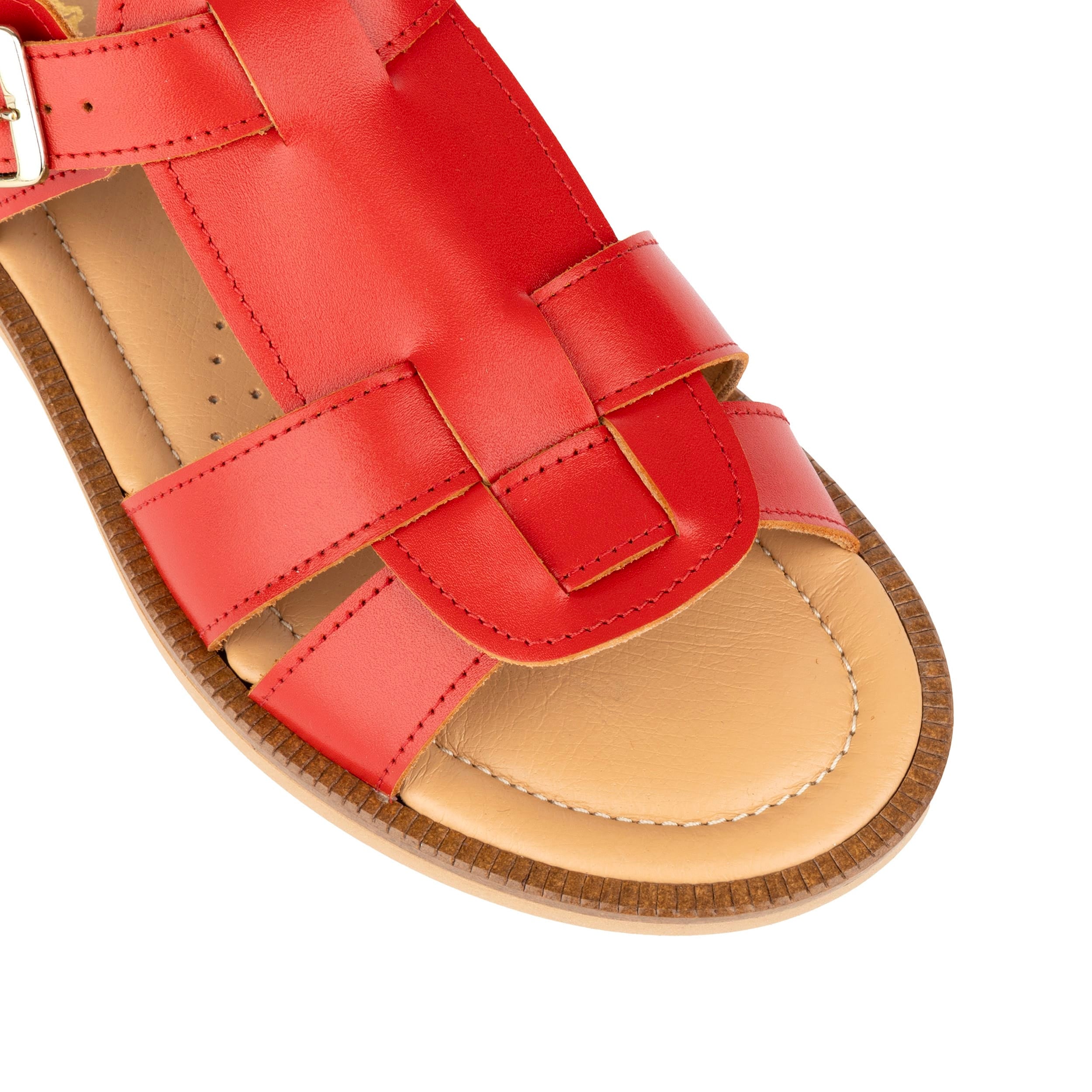 Fiona - Red - Women's Leather Gladiator Strap Sandals