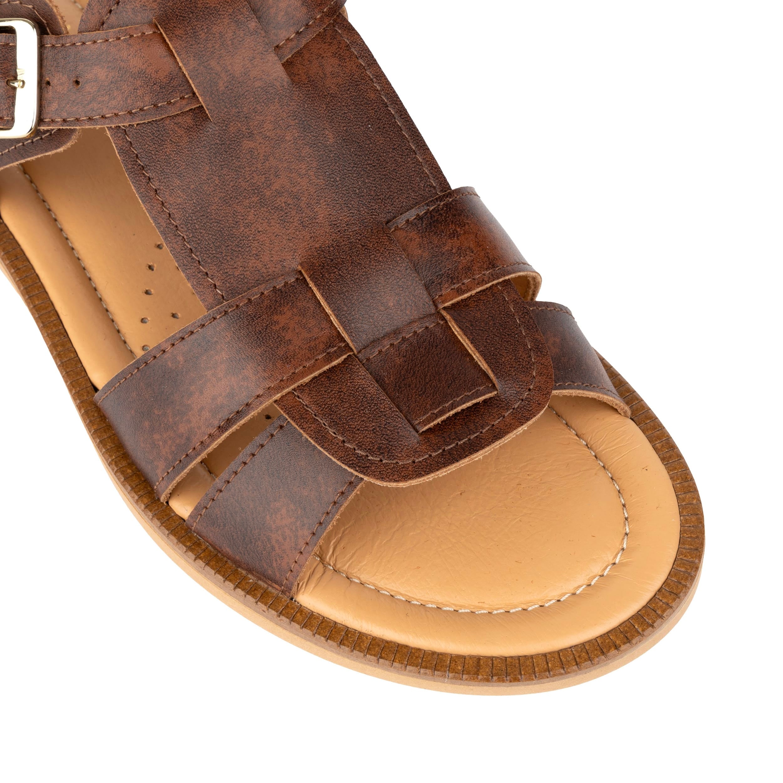Fiona - Brown - Women's Leather Gladiator Strap Sandals