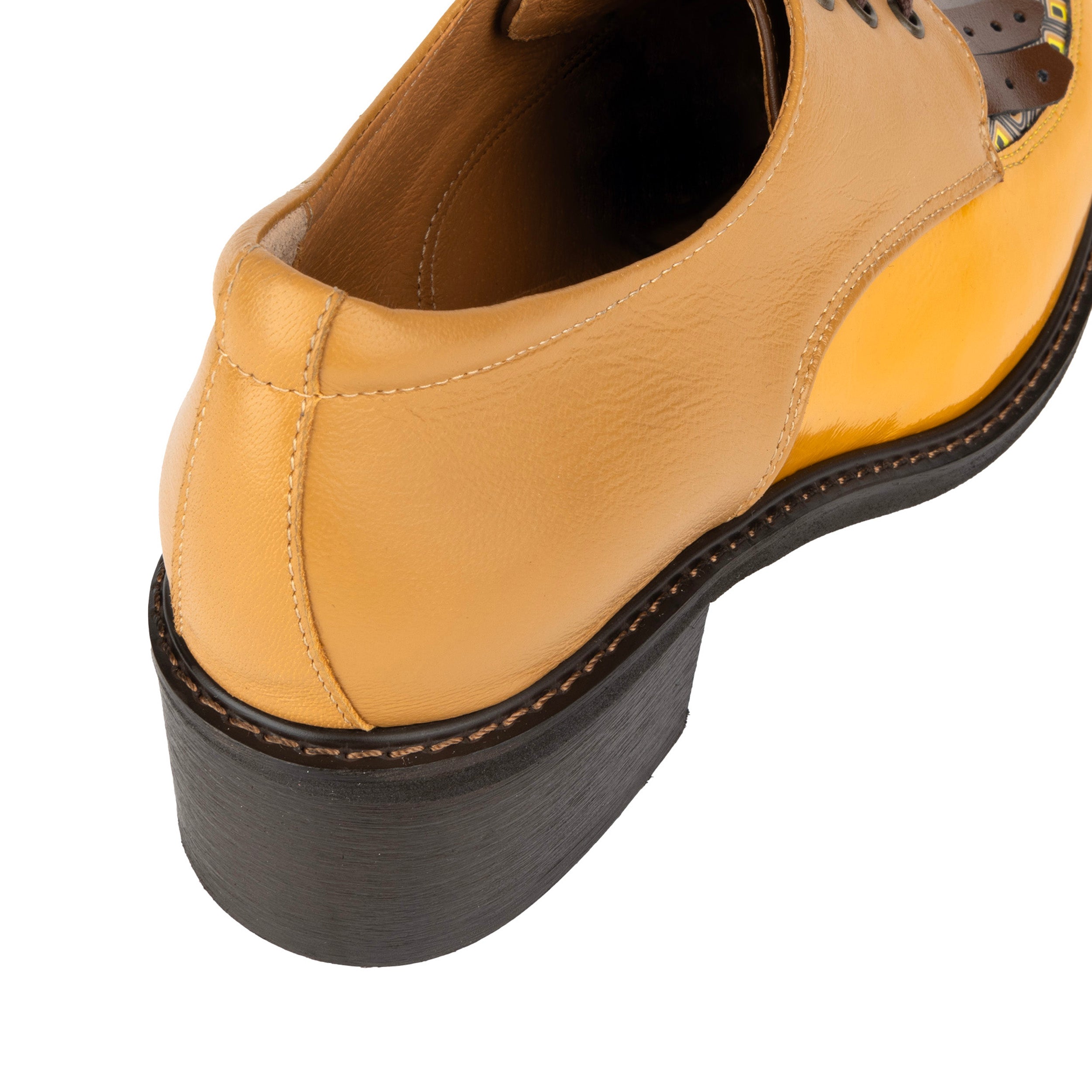 Retro Tone - Yellow & Brown - Women's leather lace-up with signature kiltie detail