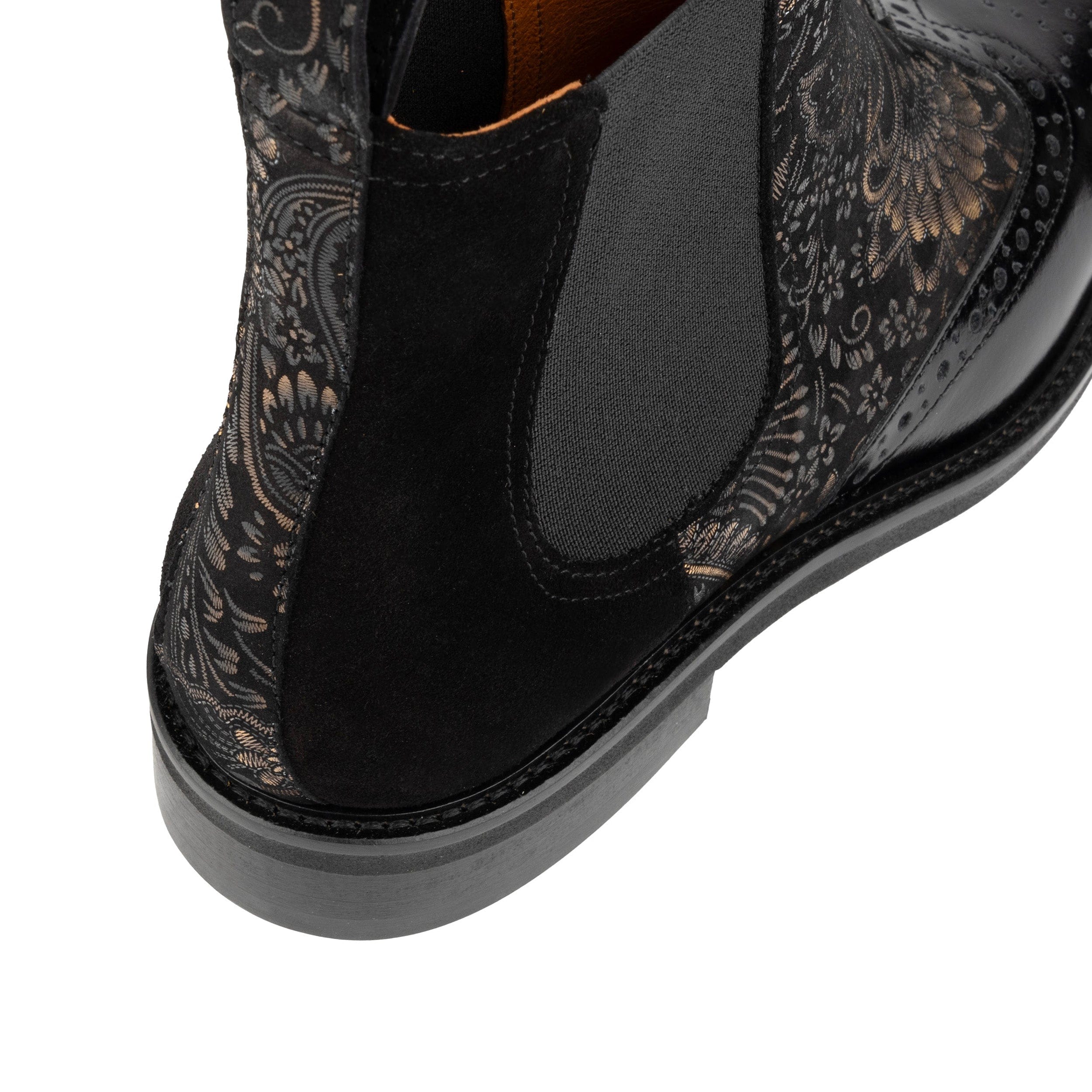 Mamacita - Black Gold - Women's chelsea boot with wingtip brogue detail