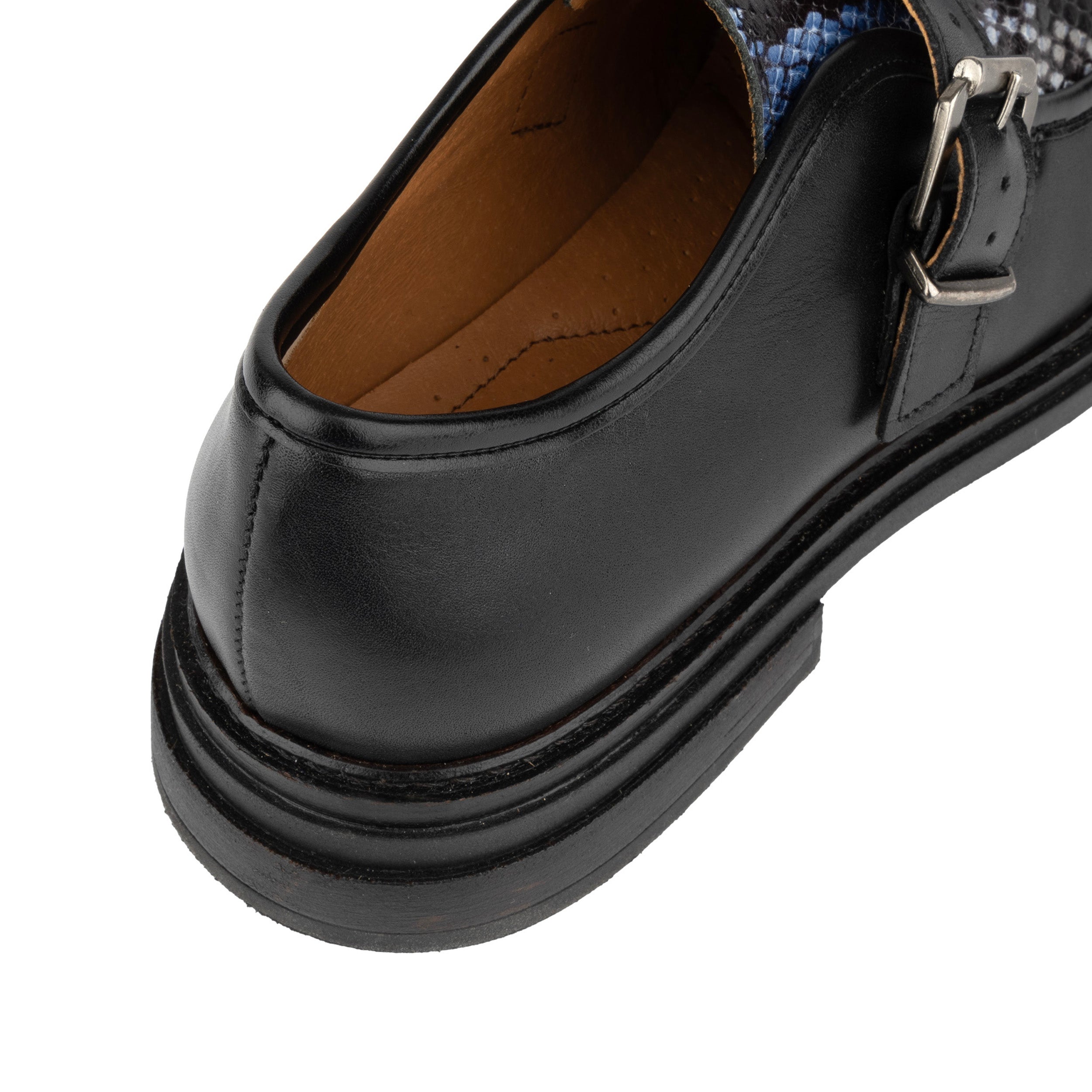 Strapp - Black & Blue Snake - Women’s leather loafer with buckle