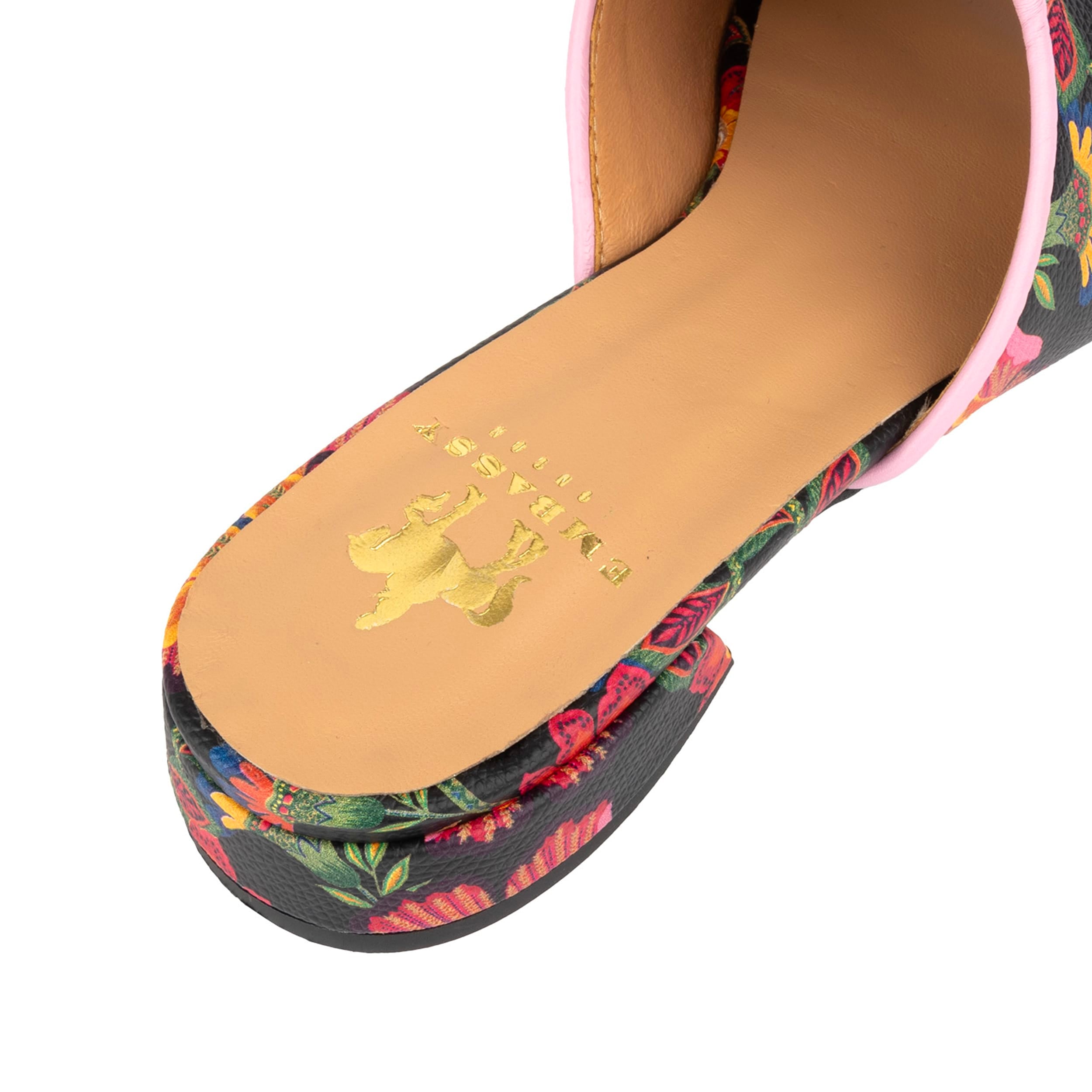 South Beach - Red Flowers - Women's fully leather lined slip on sandal