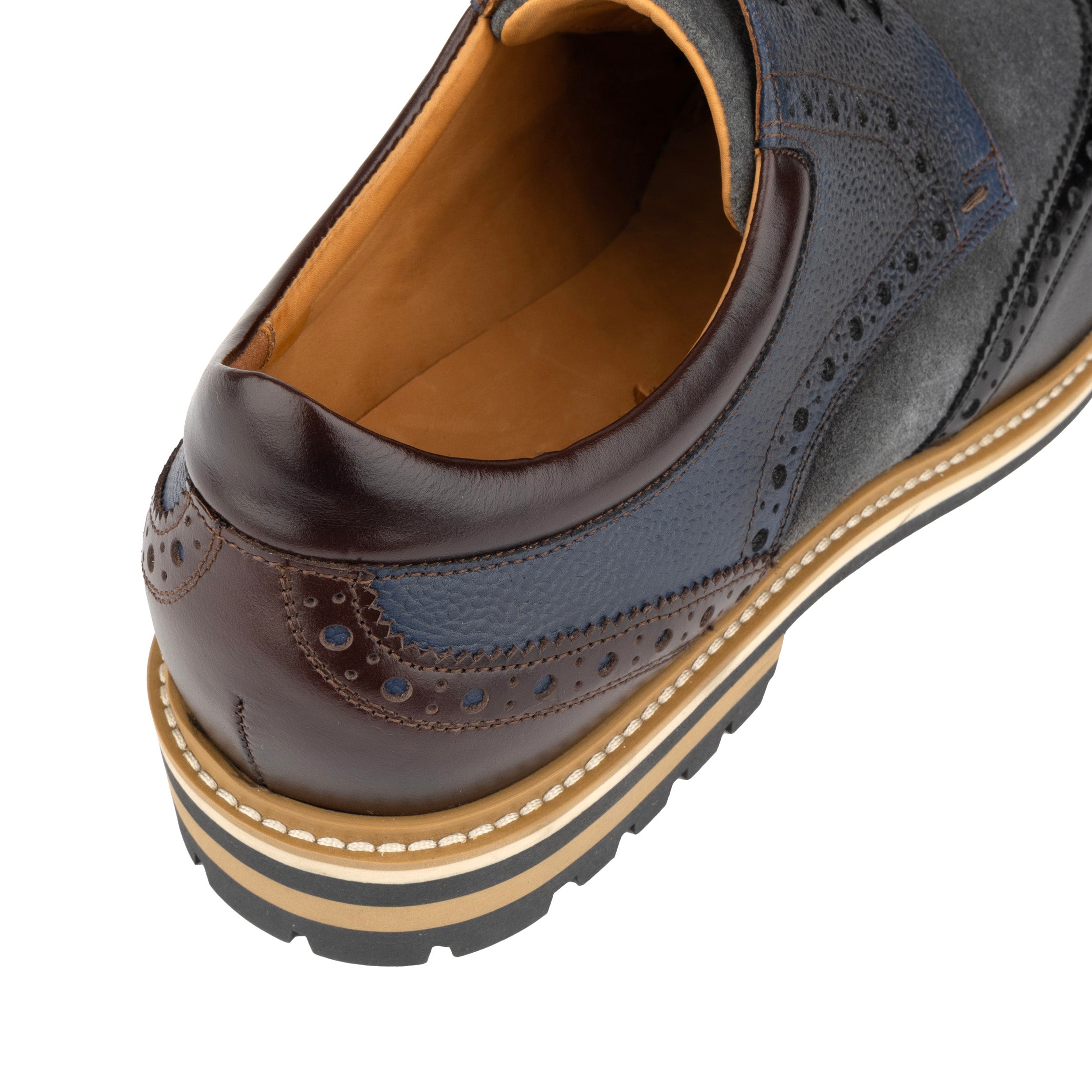 Ashford - Black & Grey & Navy - Tri‑tone leather lace‑up with suede accents