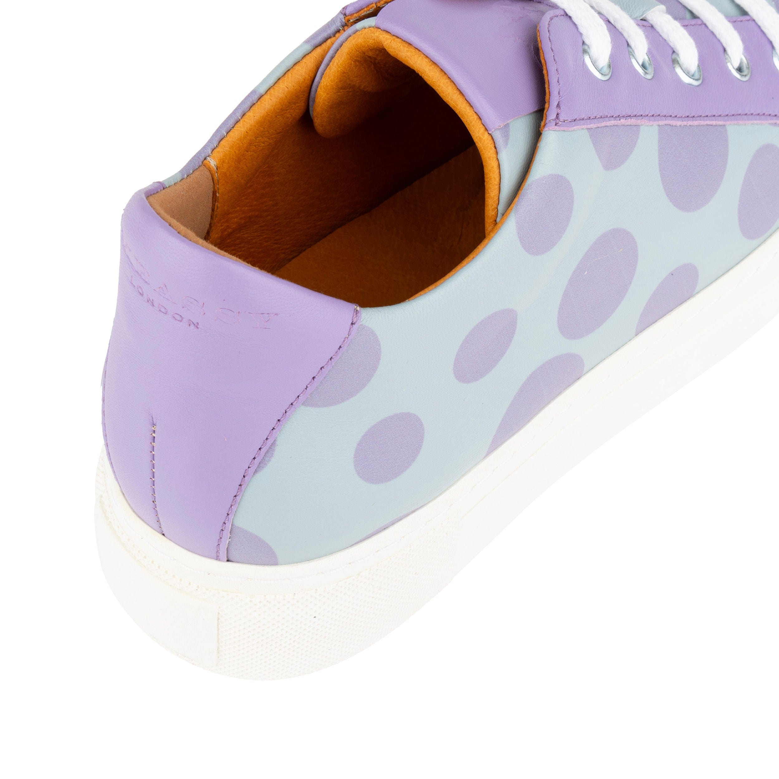 Camila - Pastel Polka Dot - Women's platform sole leather lace-up trainer