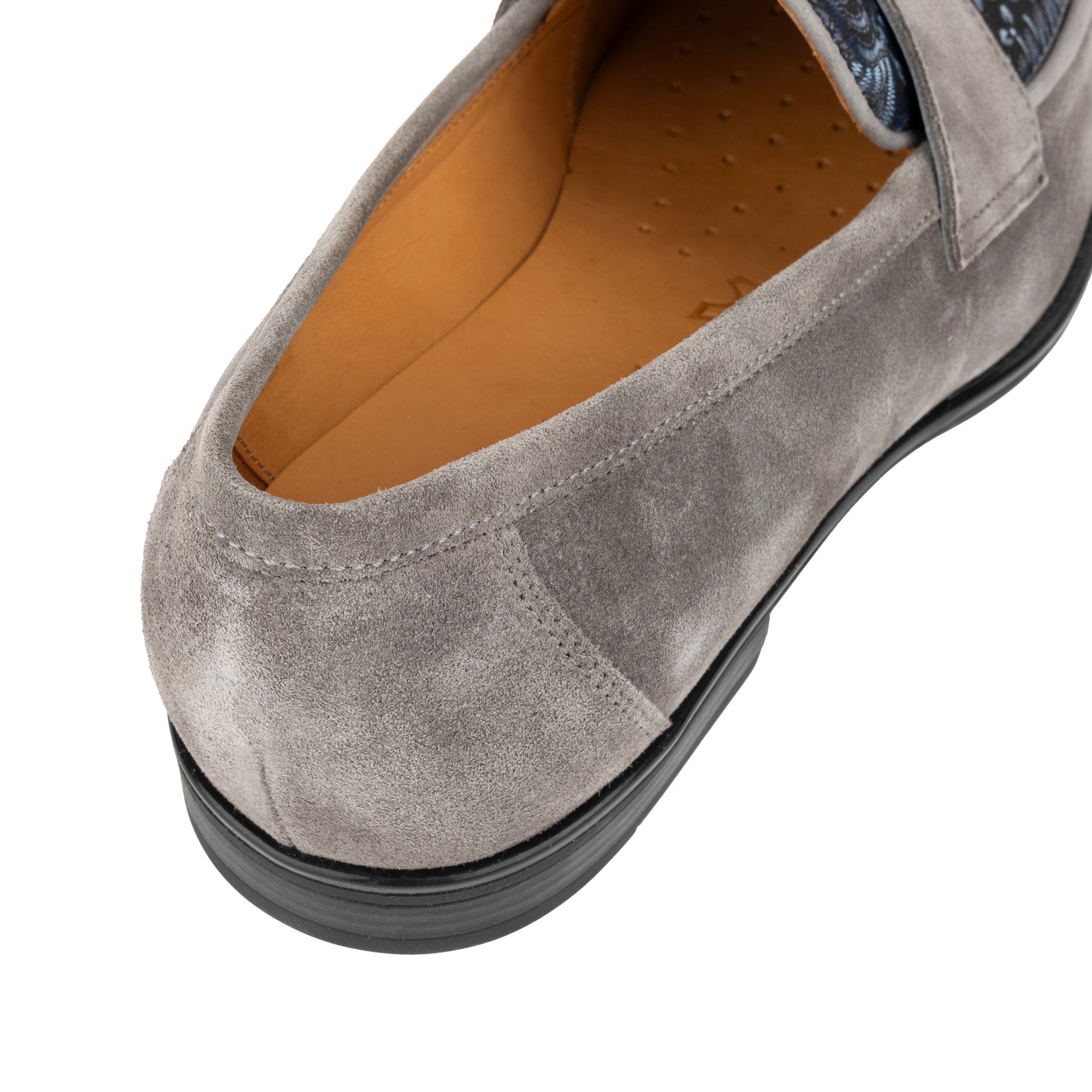 Henry - Light Grey & Paisley - Men's Suede Loafer