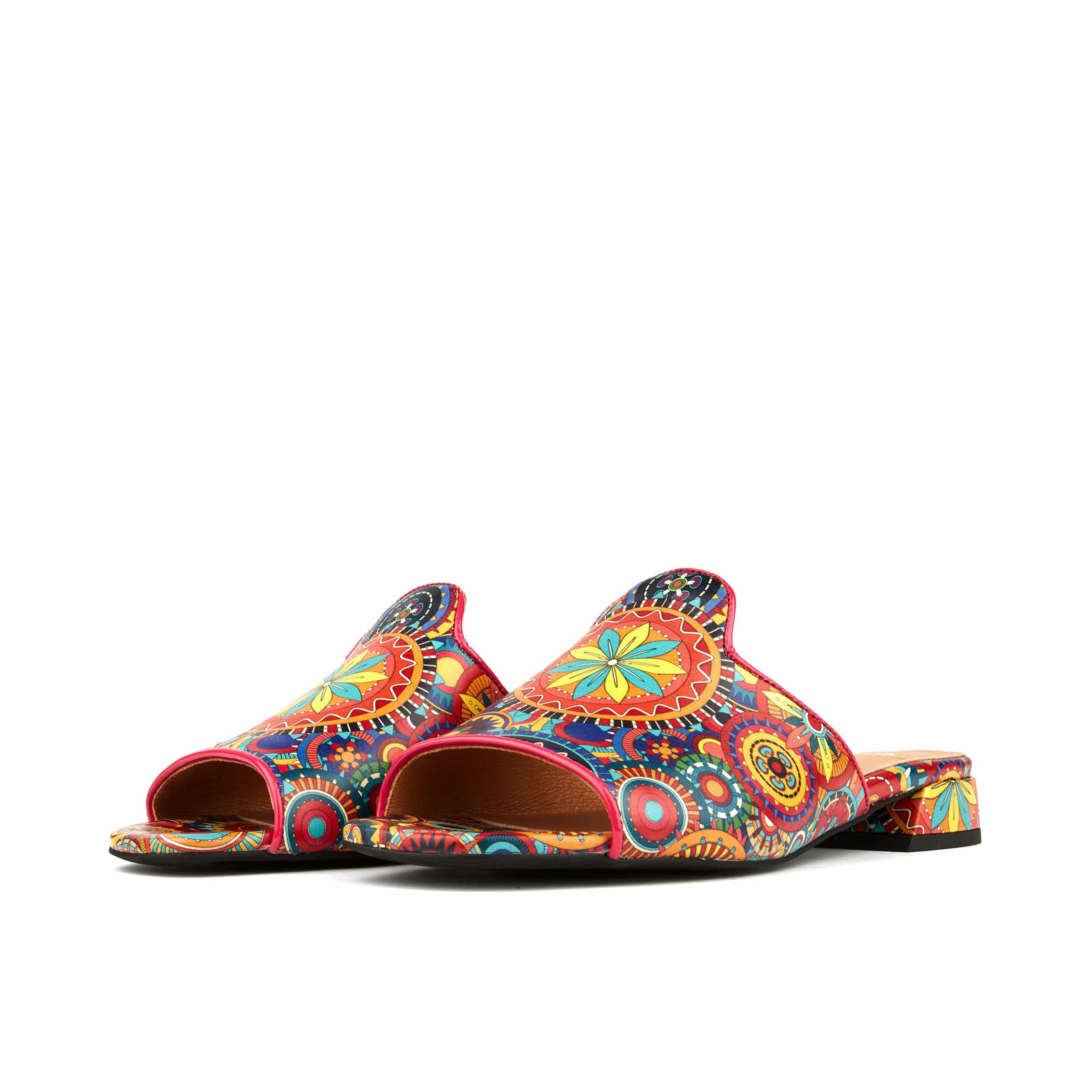 South Beach - Signature - Women's fully leather lined flat sliders in multi colour