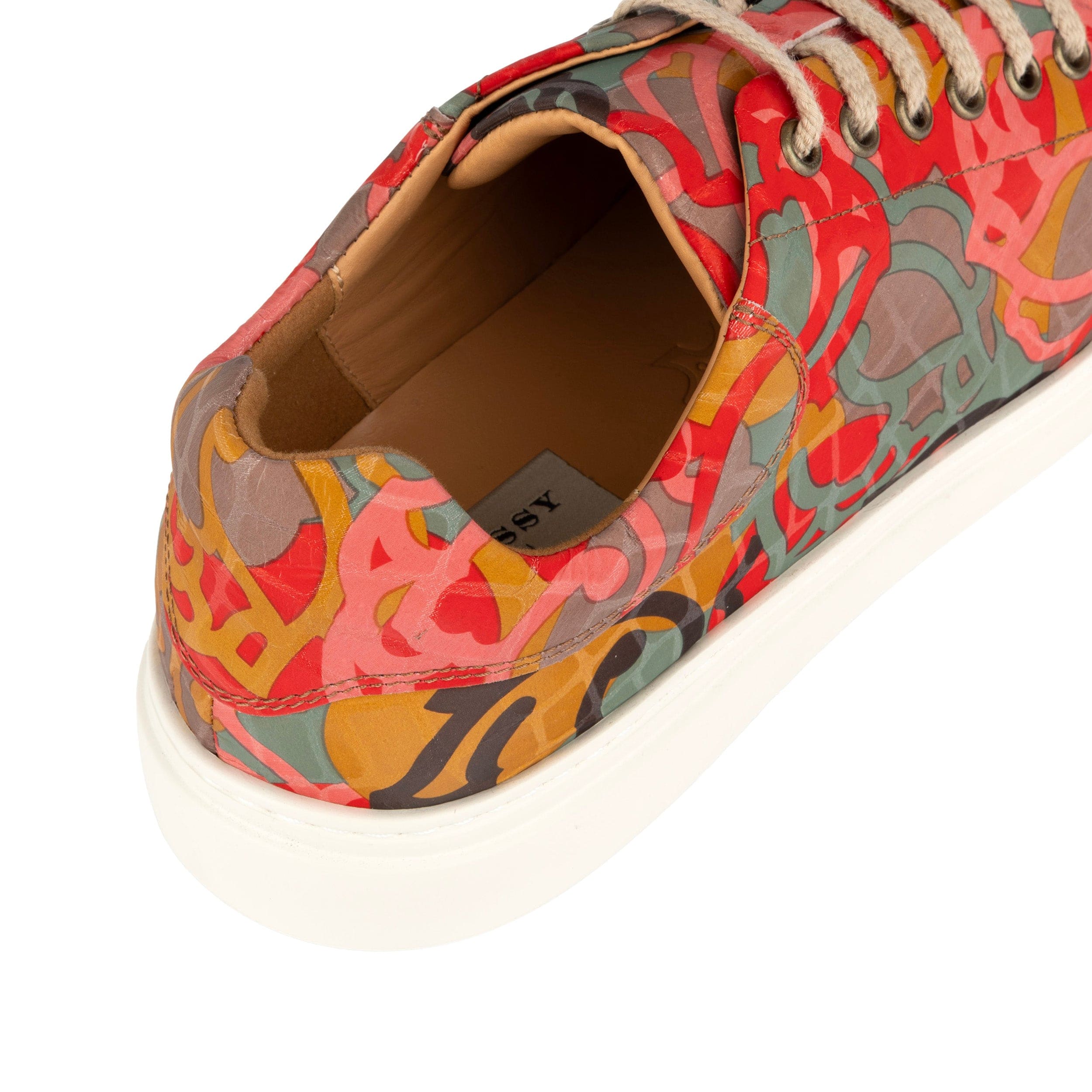 Sun City - Multi Print - Men's white sole trainer in eye catching soft leather