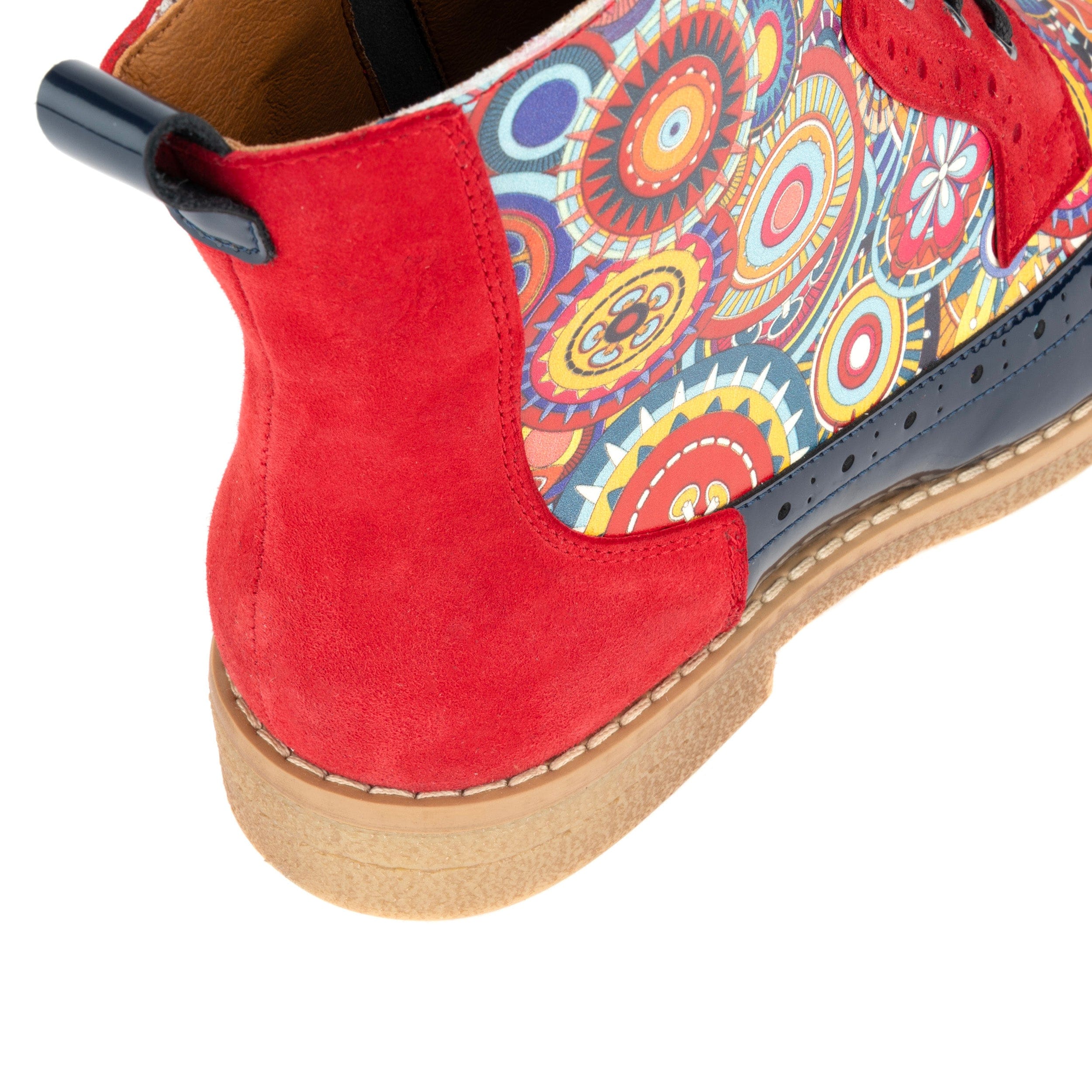 Hatter - Red Navy - Women's leather ankle boot with laces and zip