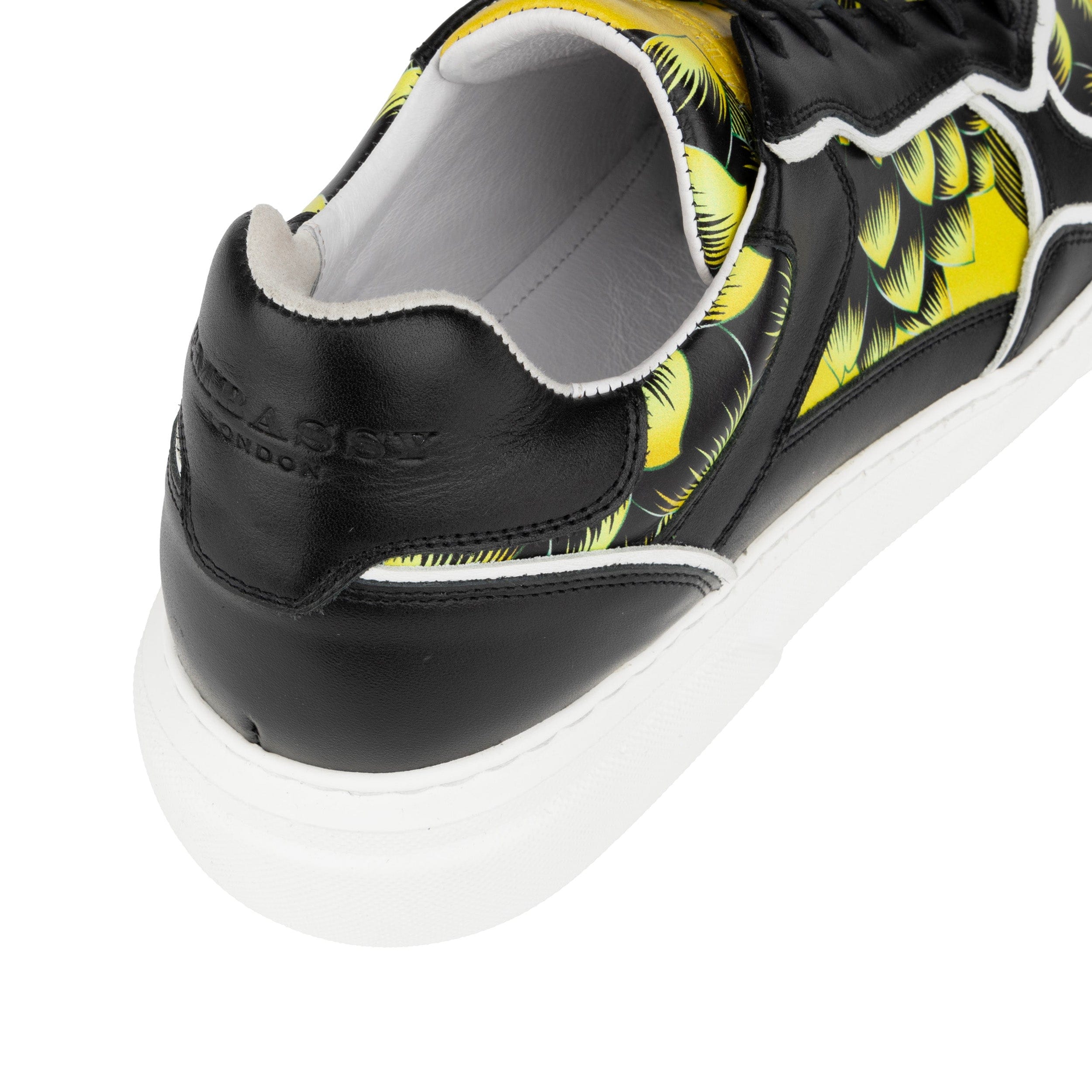 Ecstatic - Yellow Flowers - Men's Leather low top white sole Italian leather trainer