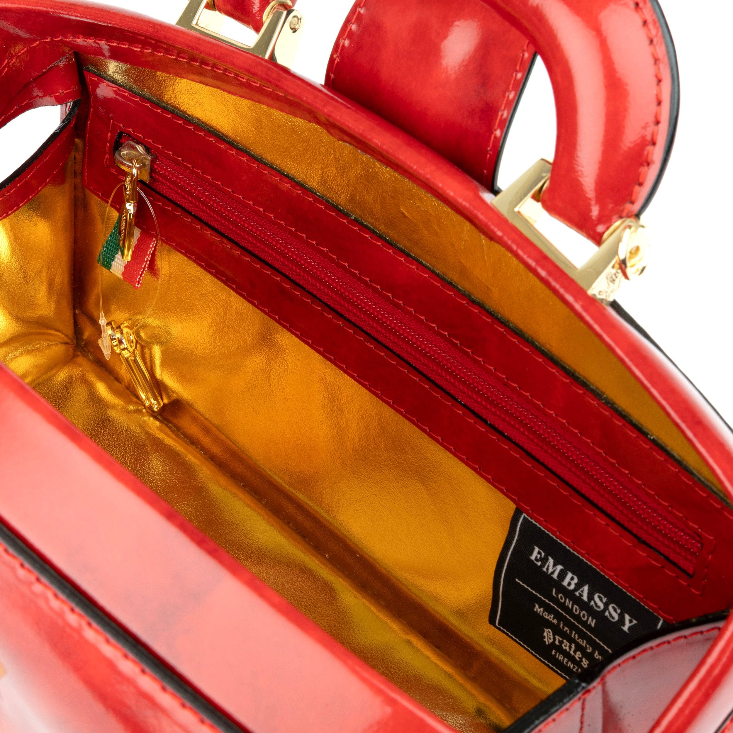 Gazelle - Red - Women's patent bowling bag with handle and strap