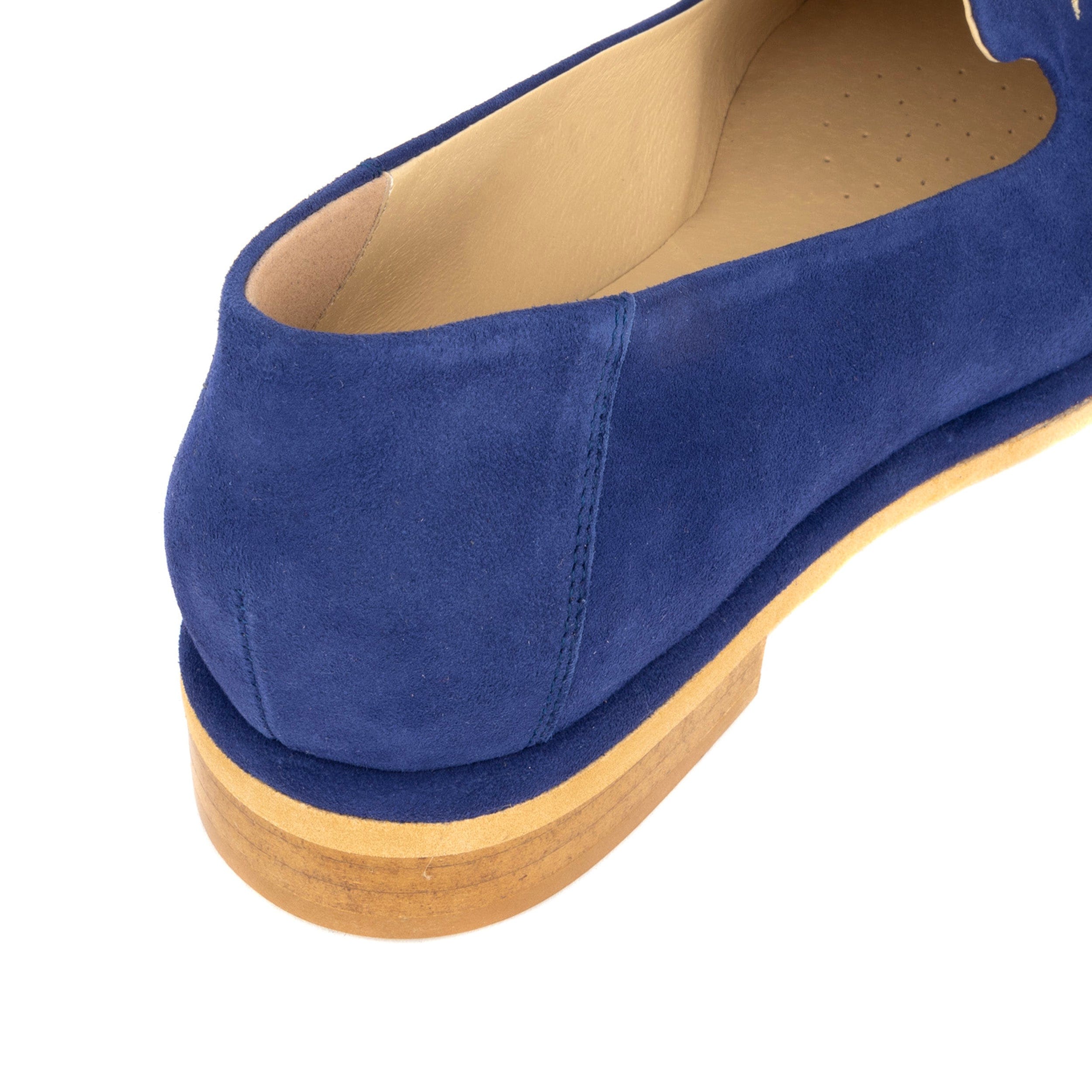 Fetch - Blue - Women's round toe poodle embroidered comfy leather loafer