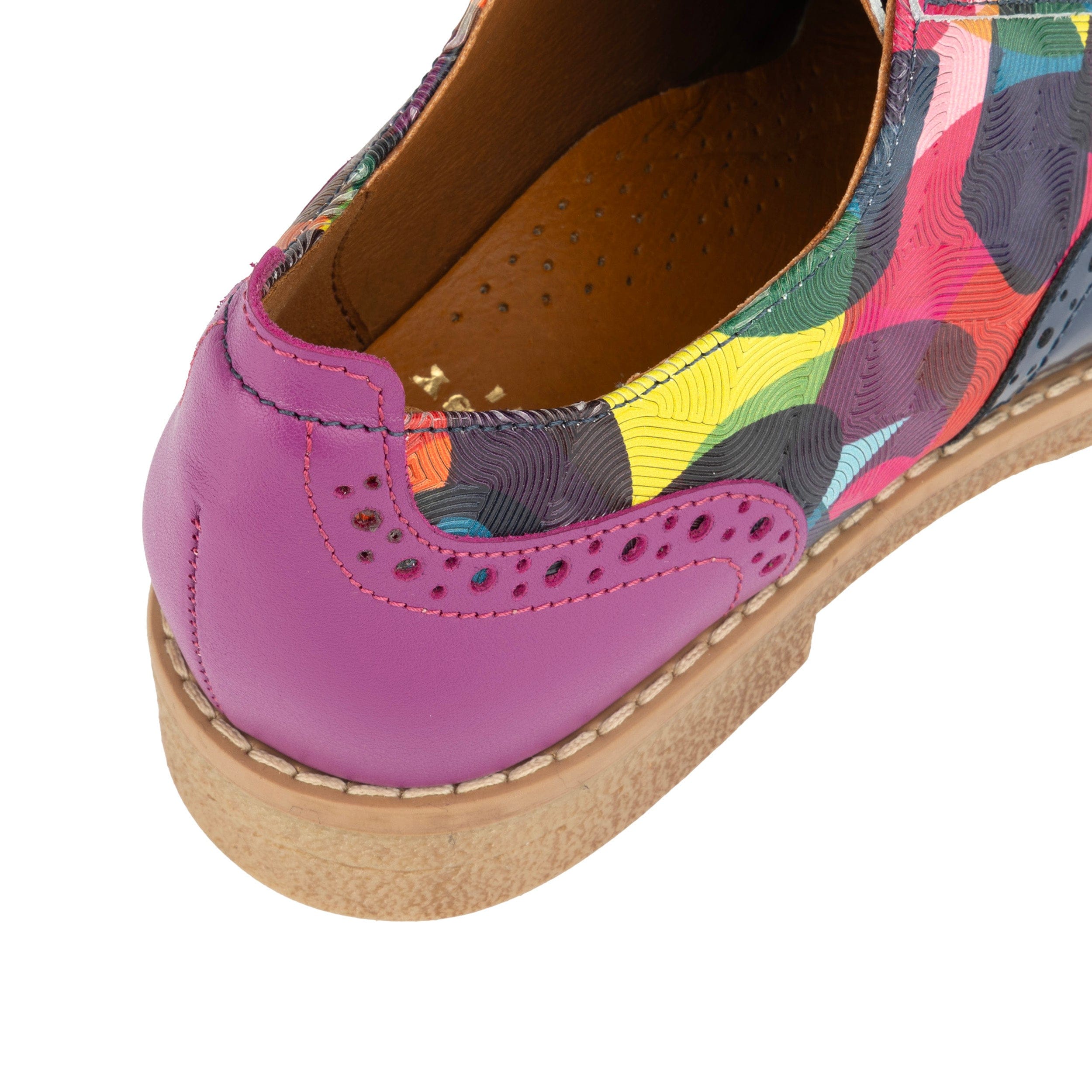 The Artist - Navy & Pink & Infinity - Women's leather lace-up shoe with brogue detailing