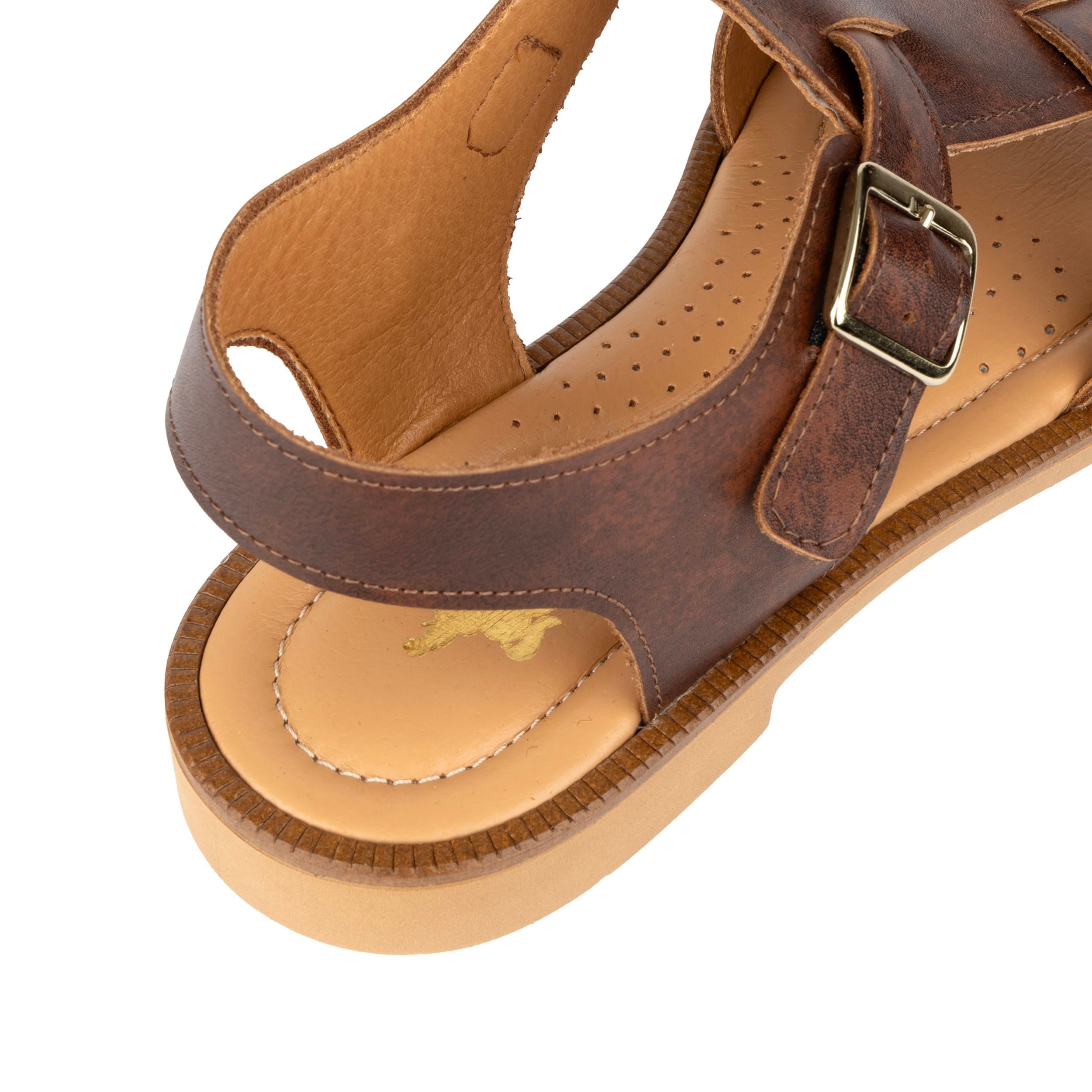 Fiona - Brown - Women's Leather Gladiator Strap Sandals