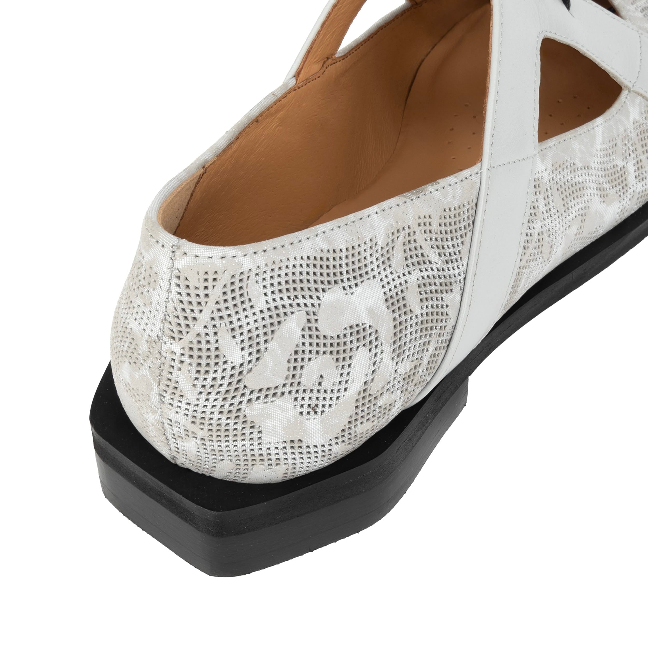 Harlowe - Grey - Women's cutout leather lace up shoe