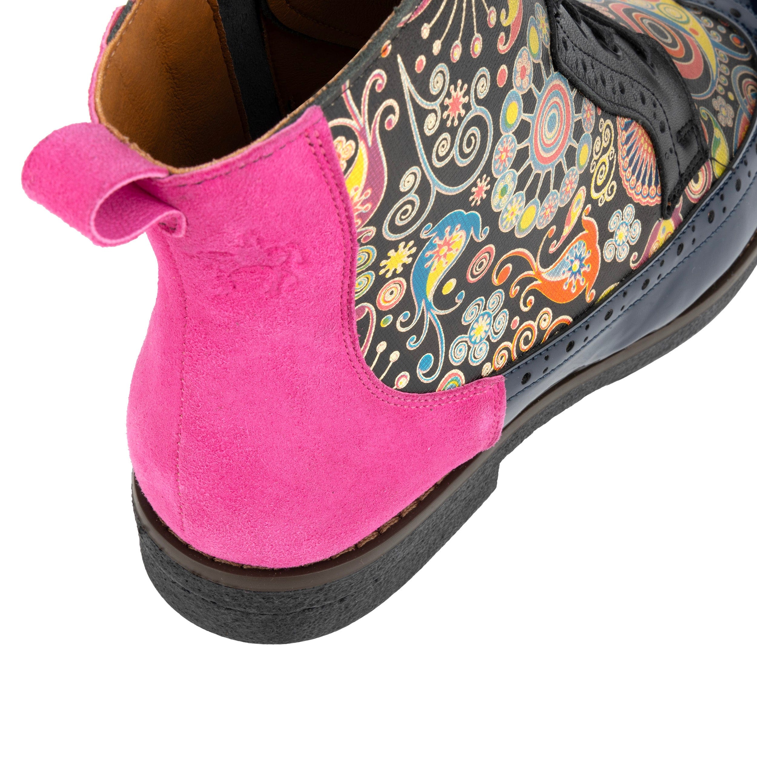 Hatter - Navy Pink - Women's higher ankle leather boot with brogue styling