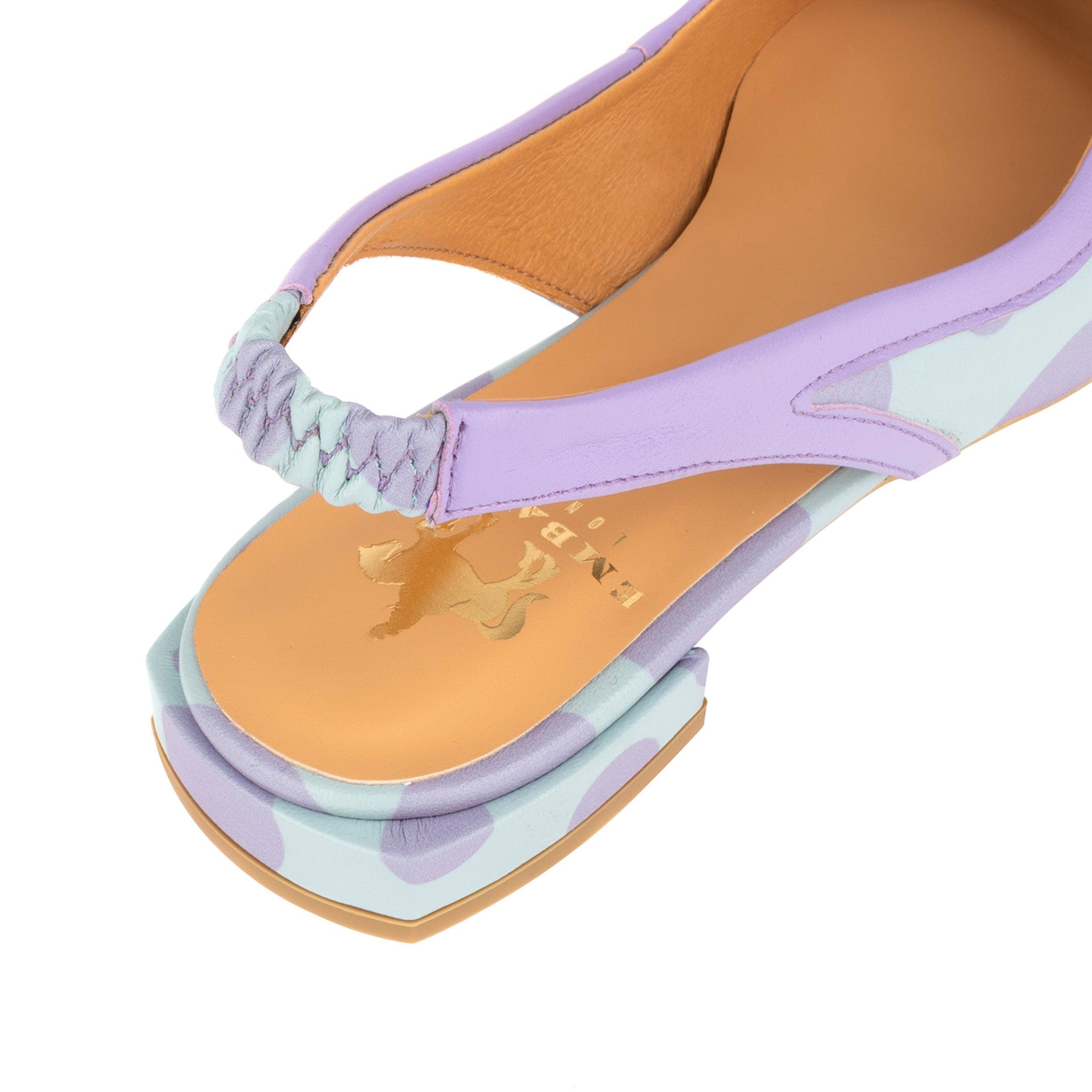 Holly - Pastel Polka Dot - Women's almond closed toe flat leather sling back sandal