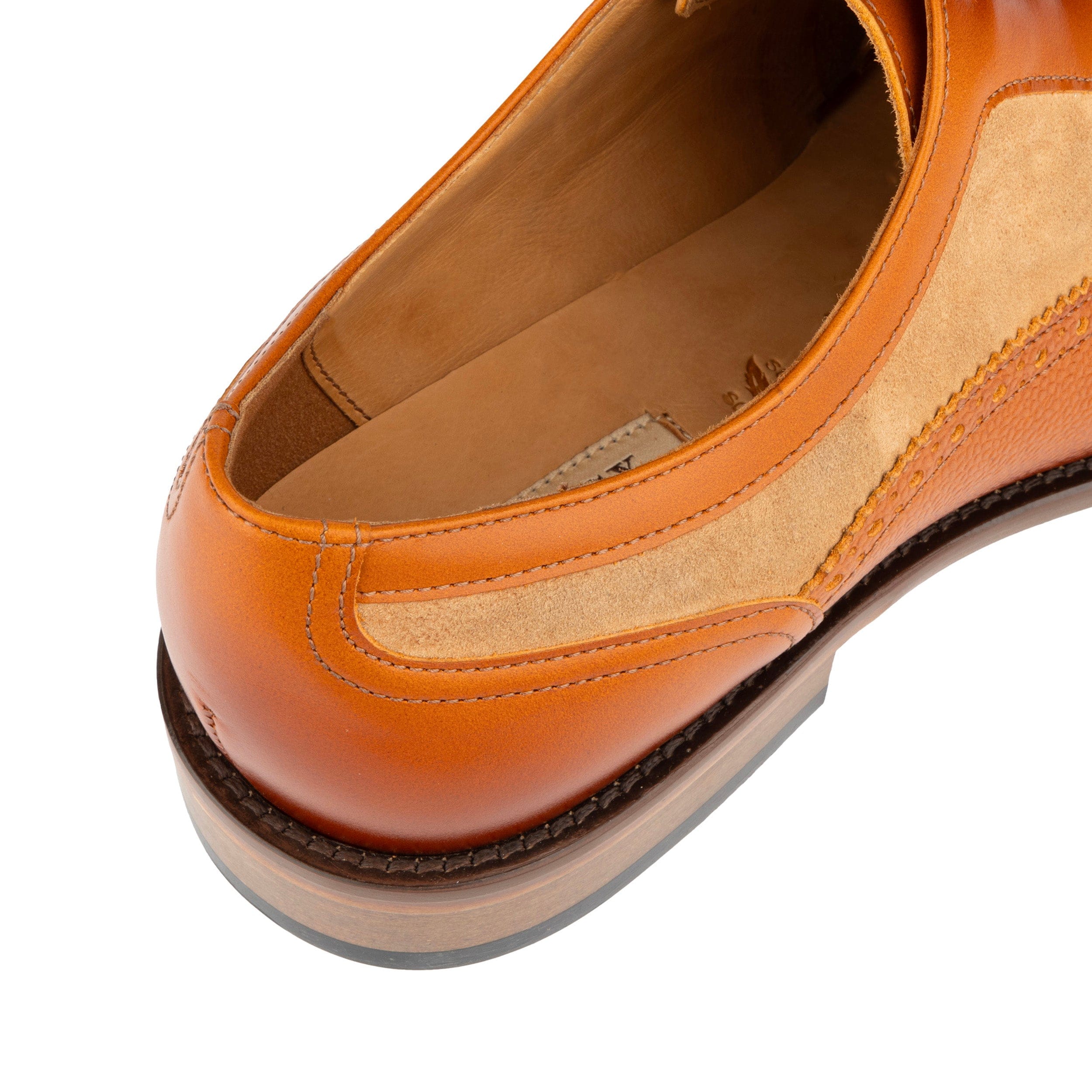 Orlando - Tan - Men's toe cap leather brogue with full leather lining