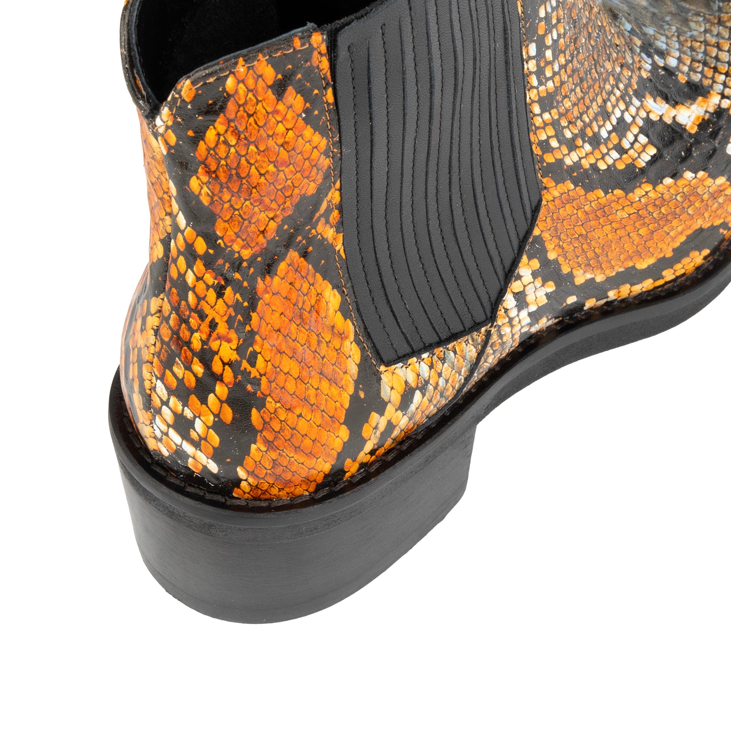 Texas - Black & Orange Snake - Women's Leather Snake Print Western Boot