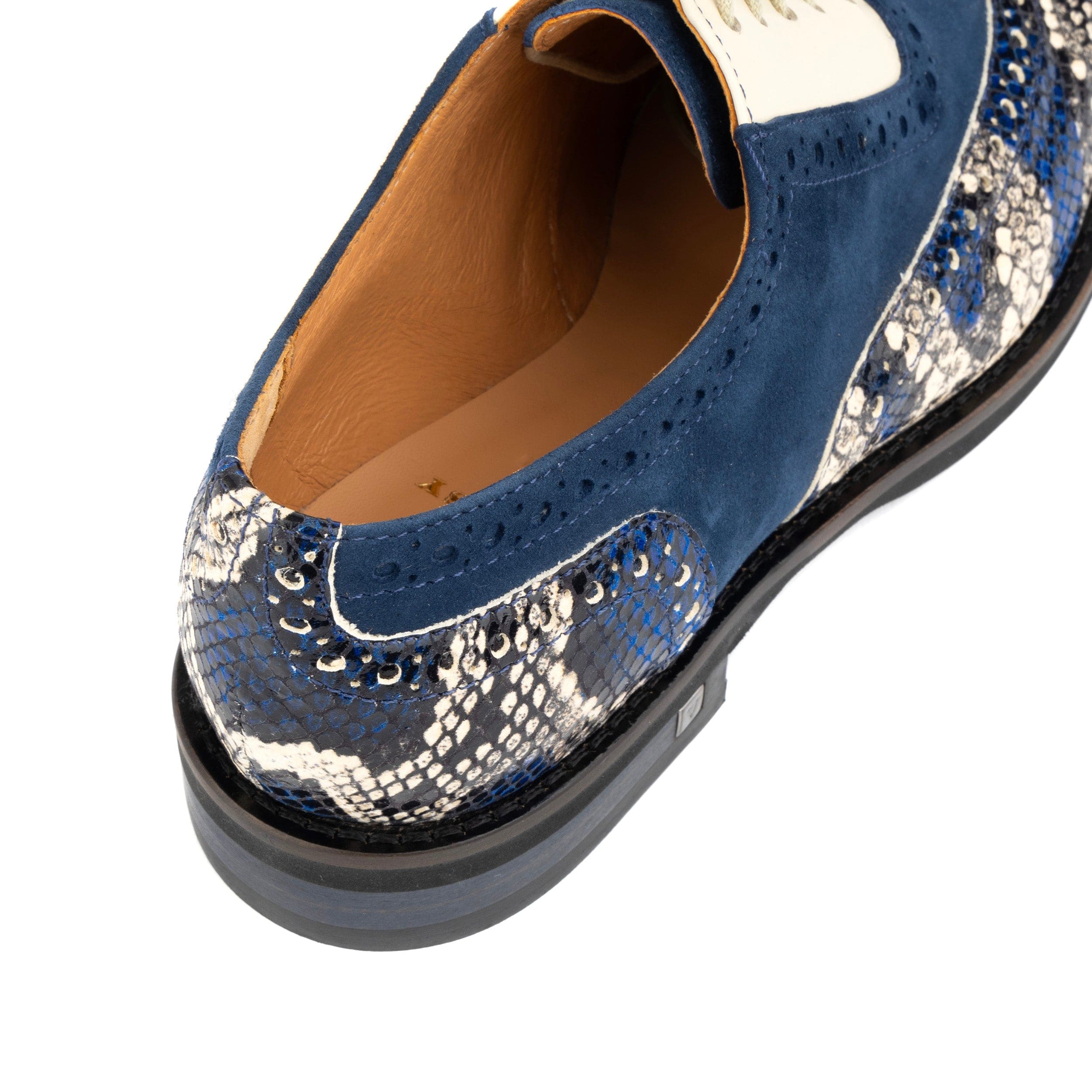 Vivienne - Blue Snake - Women's oxford lace-up shoe with brogue details