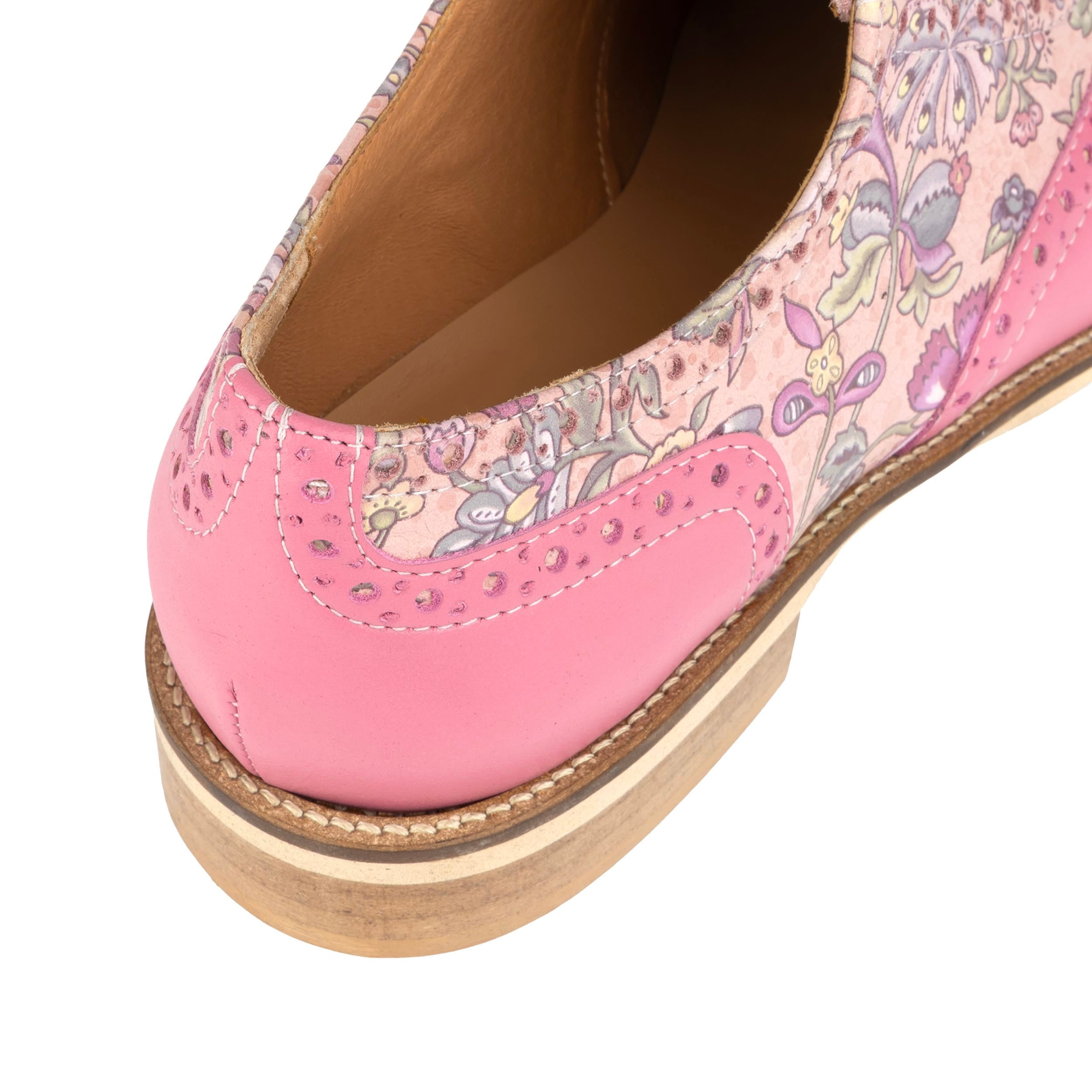 Vivienne - Pink Paisley - Women's oxford lace-up shoe with brogue details