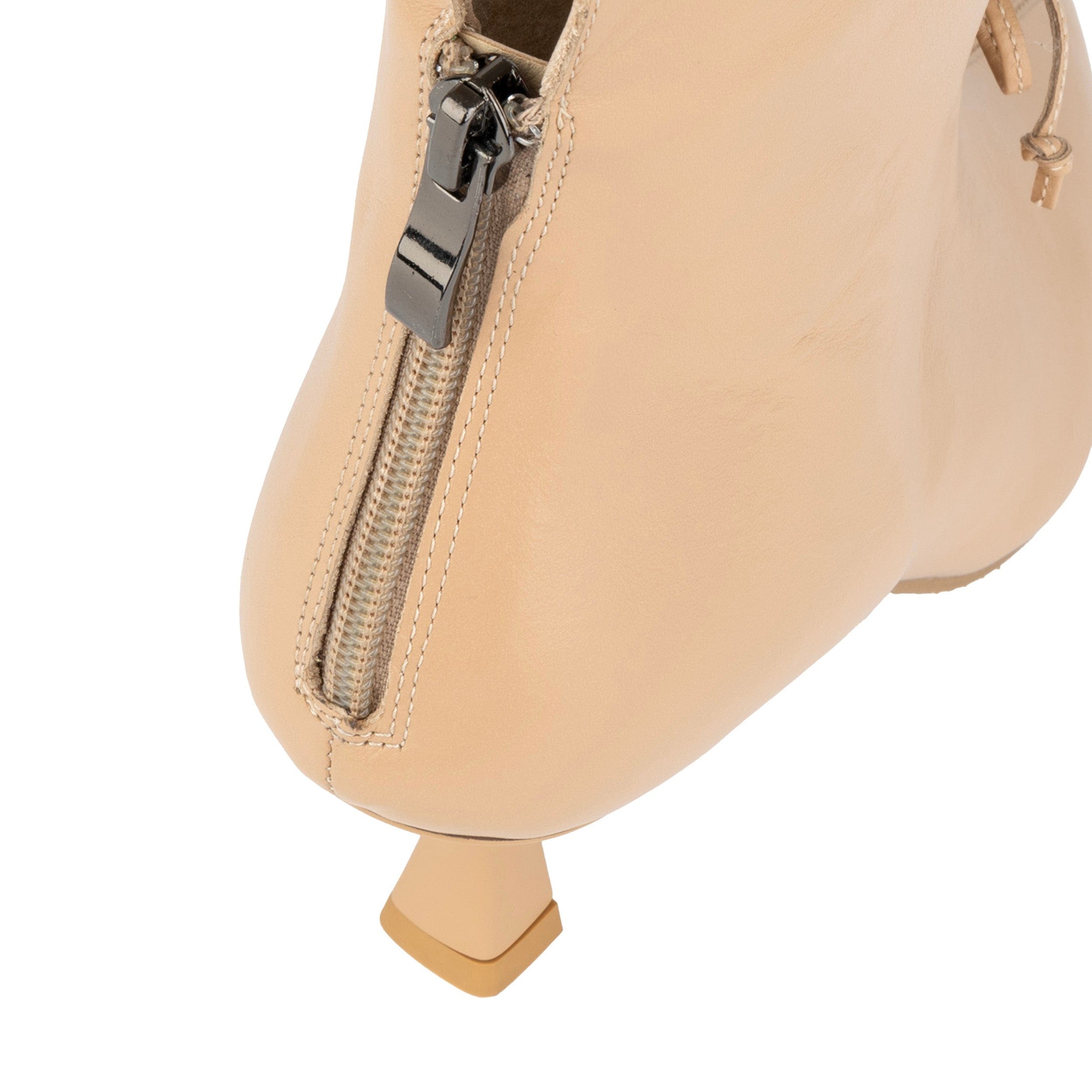 Regent - Cream - Women's Leather Ankle Boot with kitten heel