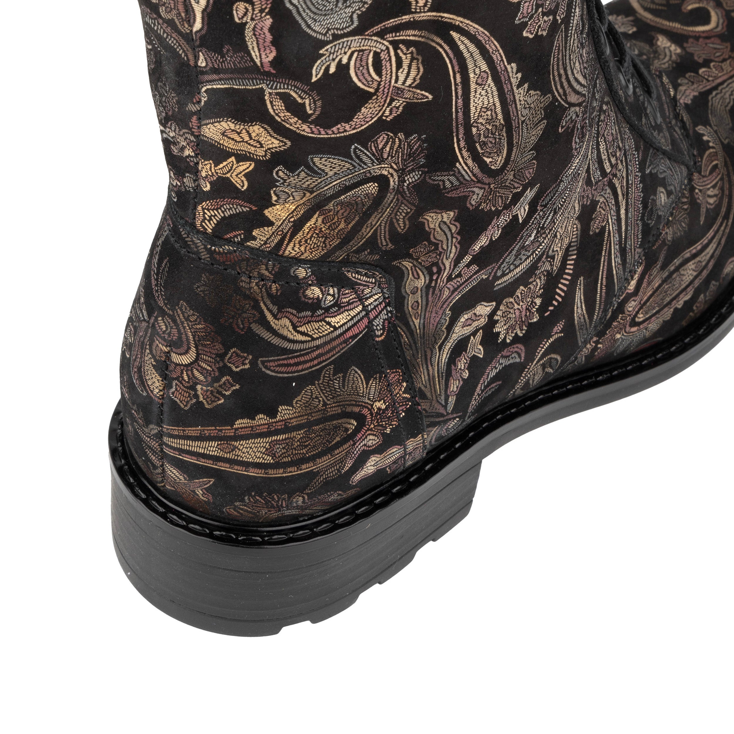 Laviva High - Black & Gold & Burgundy - Women's leather wide-fit high ankle boot