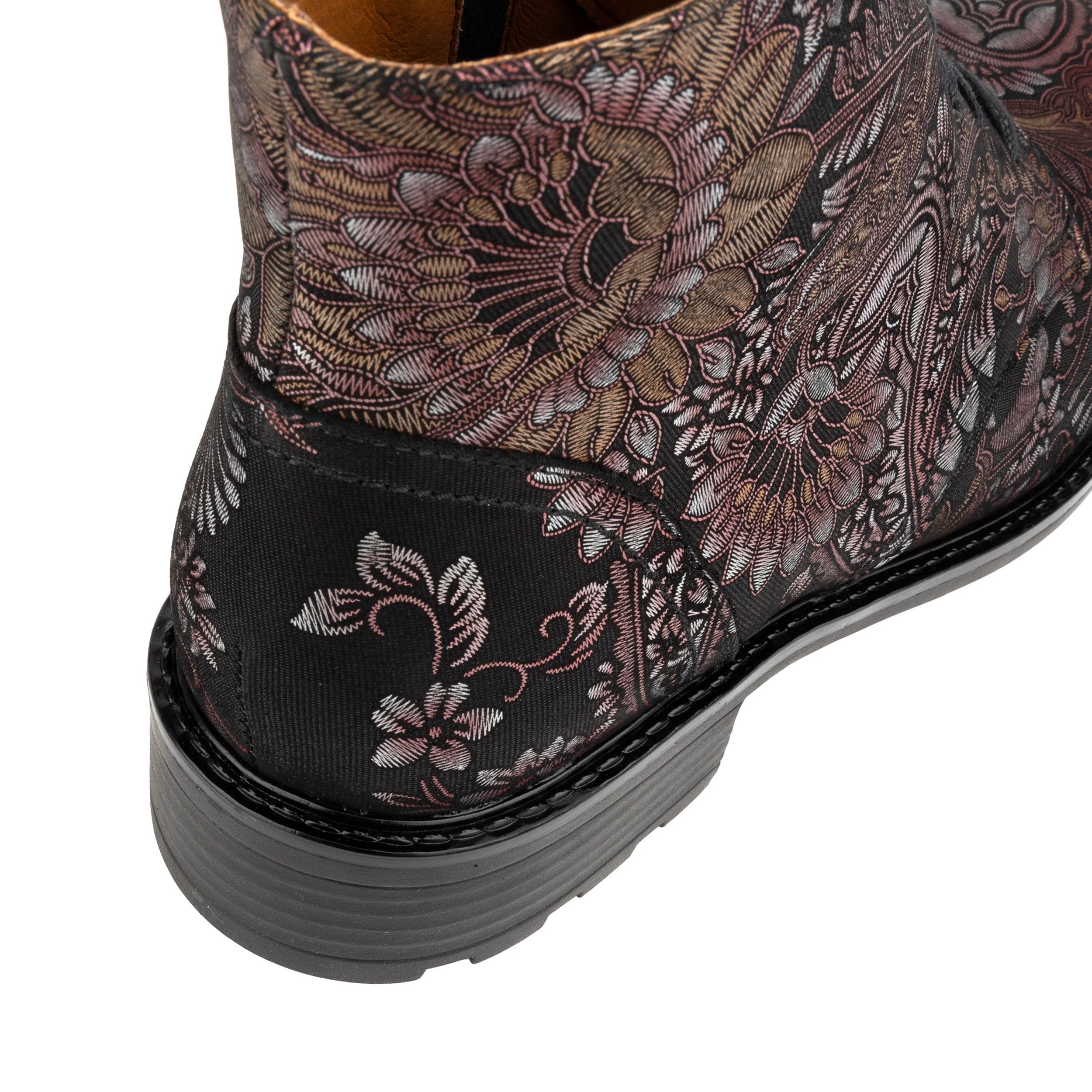 Laviva Mid - Black & Gold & Burgundy - Women's rmid-height leather wide fitted ankle boot