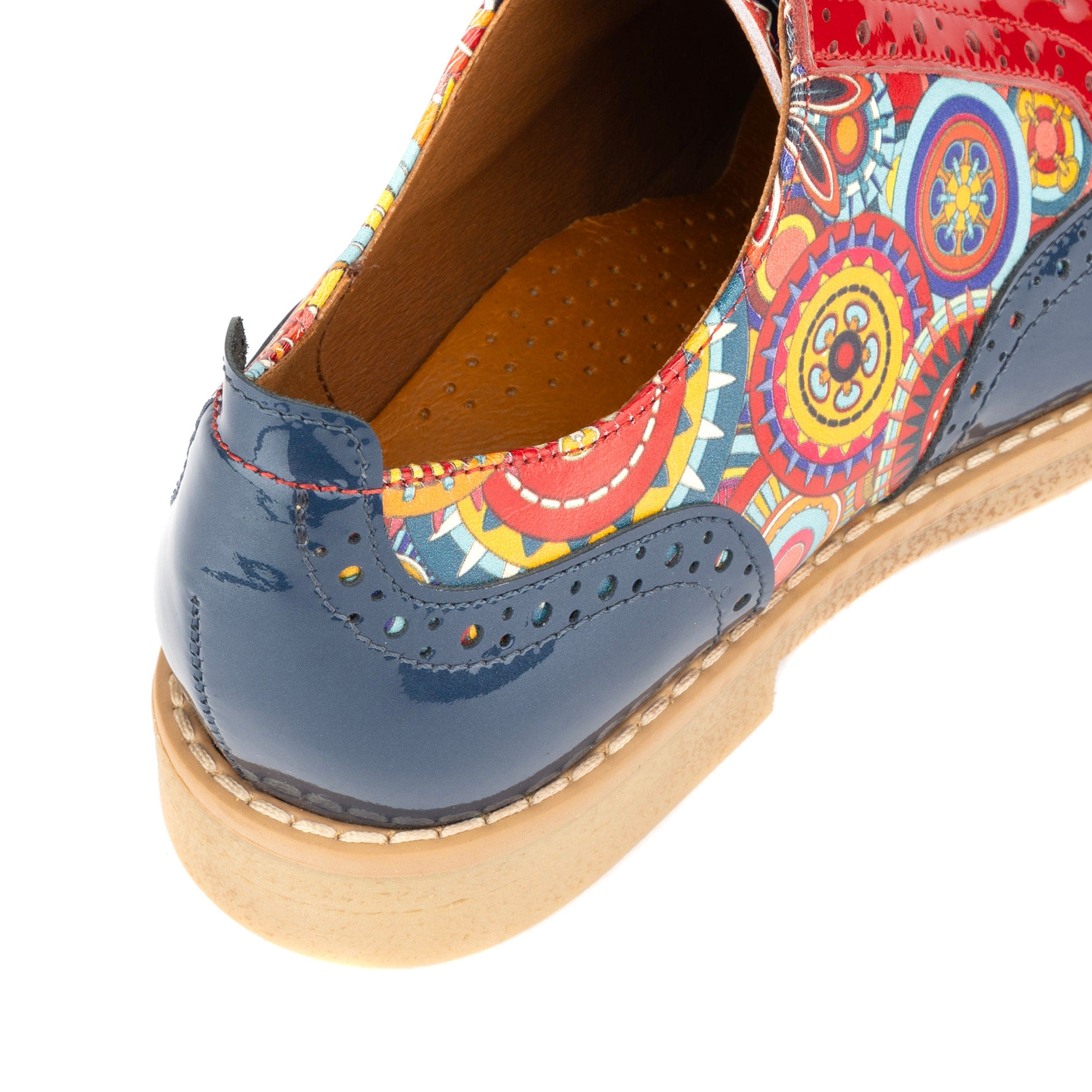 The Artist - Navy Multi - Women's leather lace-up shoe with brogue detailing
