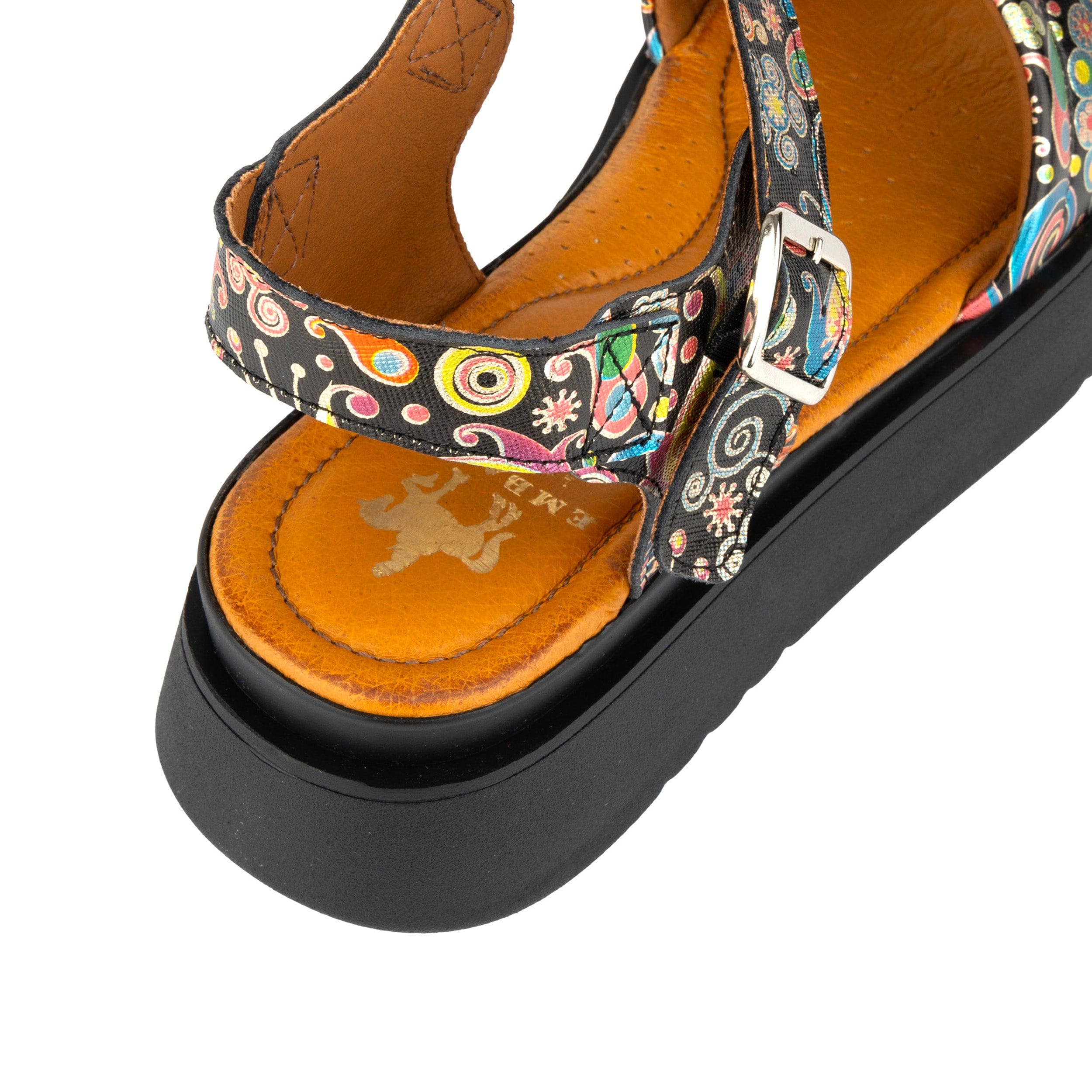 AMALFI - NAVY PINK - Women's 1.3 inch flatform colourful strappy leather sandal