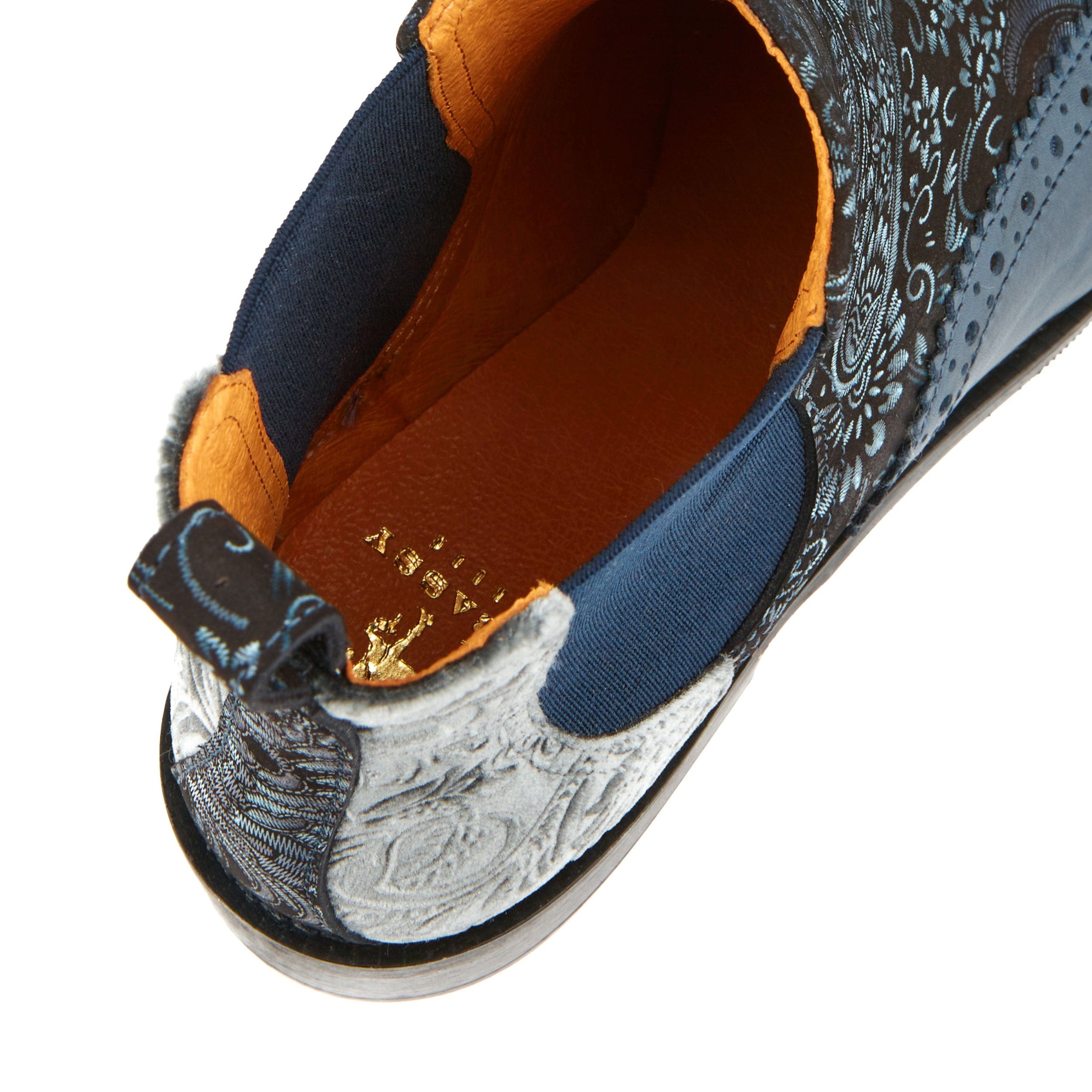 Mamacita - Silver Blue - Women's almond toe chelsea boot with wingtip brogue detail