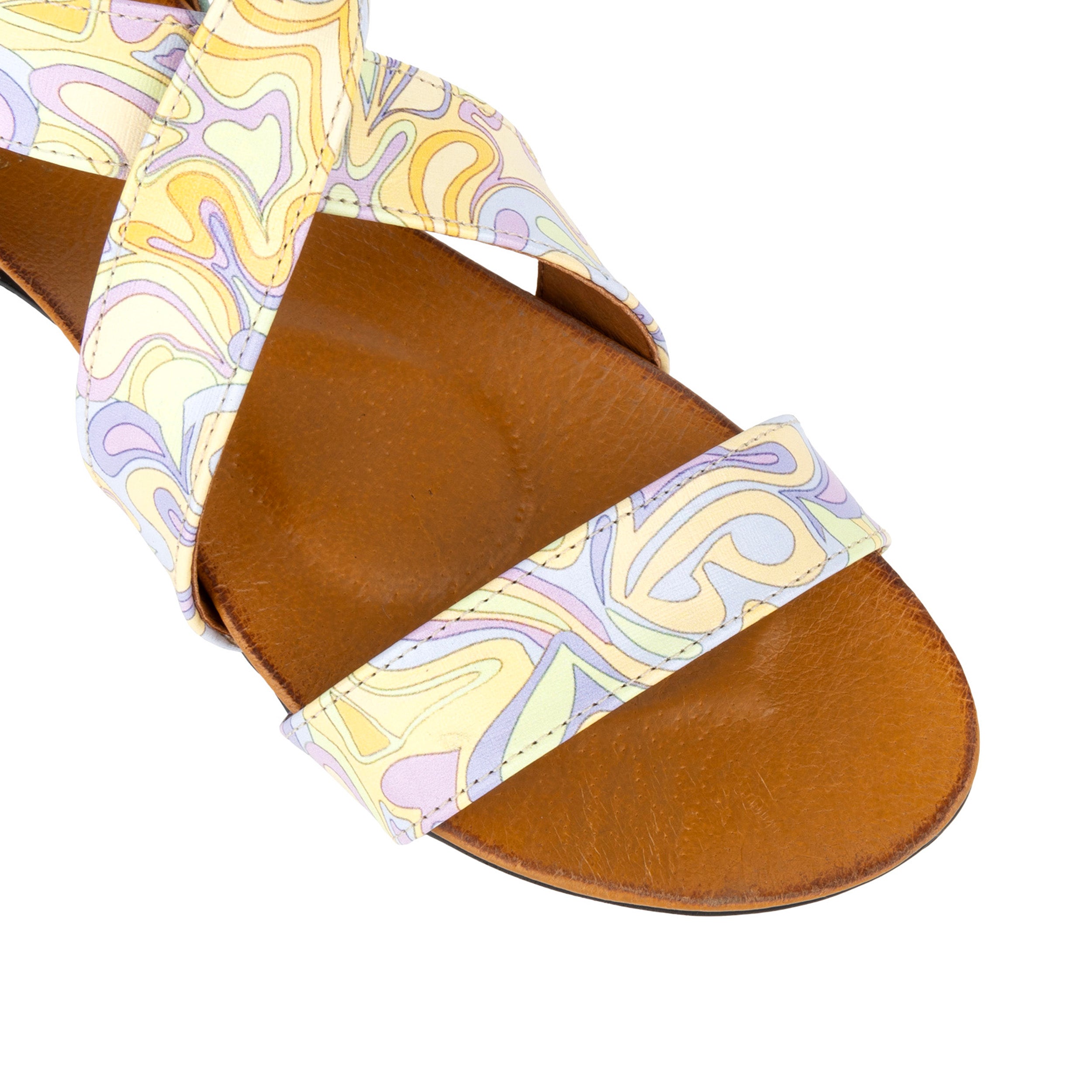 Isabella - Mint & Pastel Multi - Women's cross strap sandal with covered zip-up heel