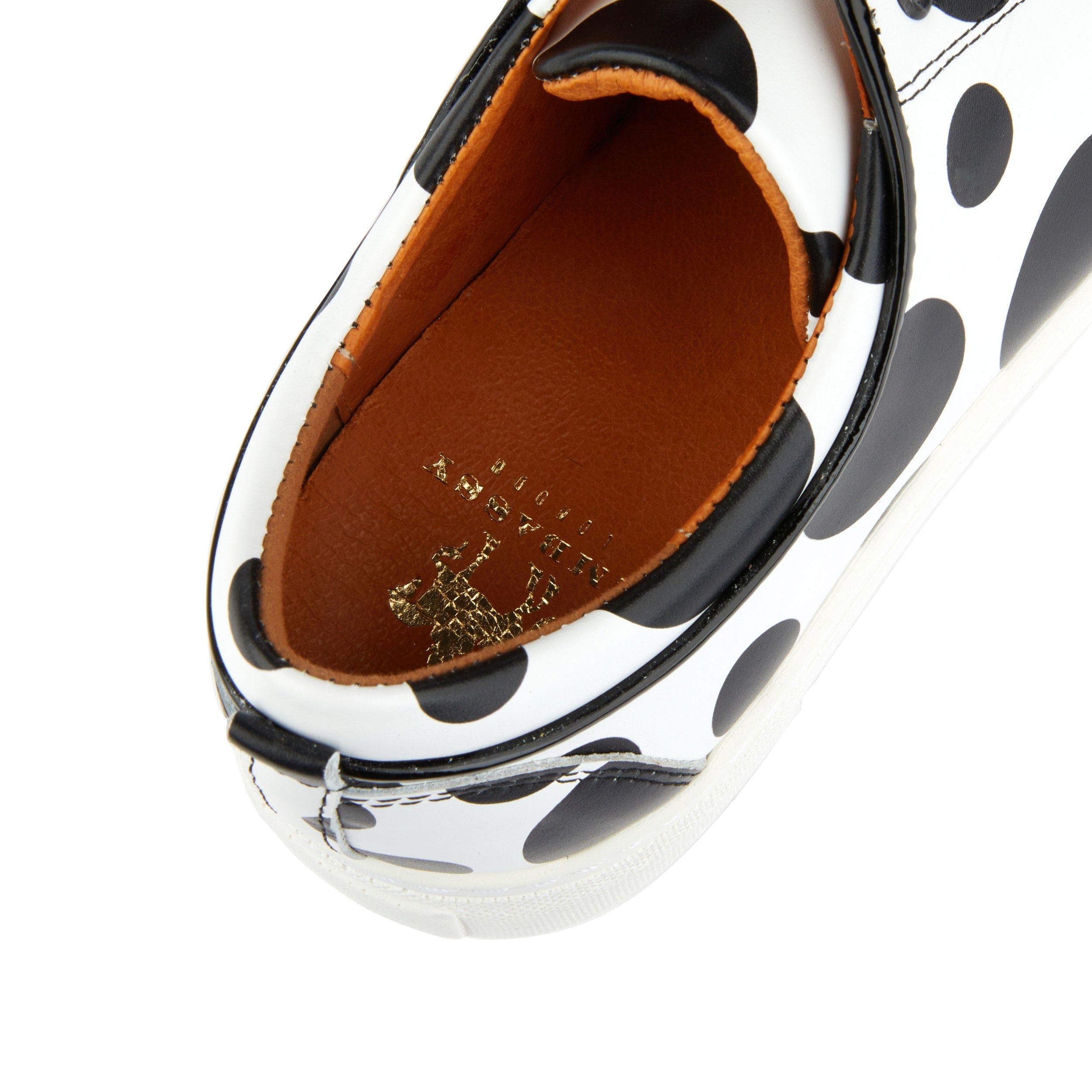 Camila - Black & White Polka - Women's platform sole leather lace-up trainer